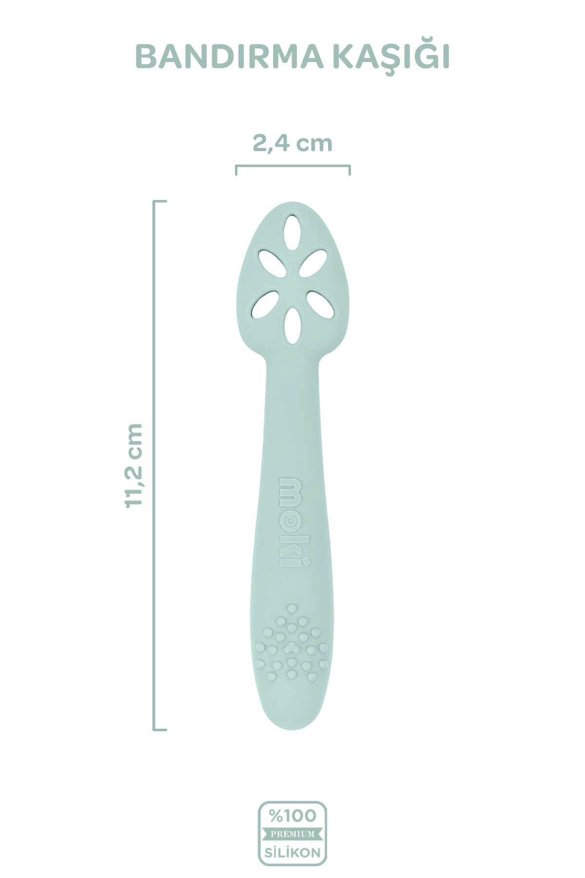 Moki Silikon Beslenme Seti 3'lü Spring Yeşil / Mama Tabağı, Mama Önlüğü, Bandırma Kaşığı fotoğrafı 6 (önizleme)