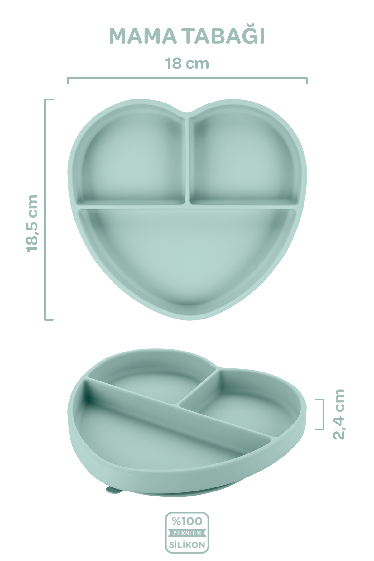 Moki Silikon Beslenme Seti 3'lü Spring Yeşil / Mama Tabağı, Mama Önlüğü, Bandırma Kaşığı fotoğrafı 2 (önizleme)