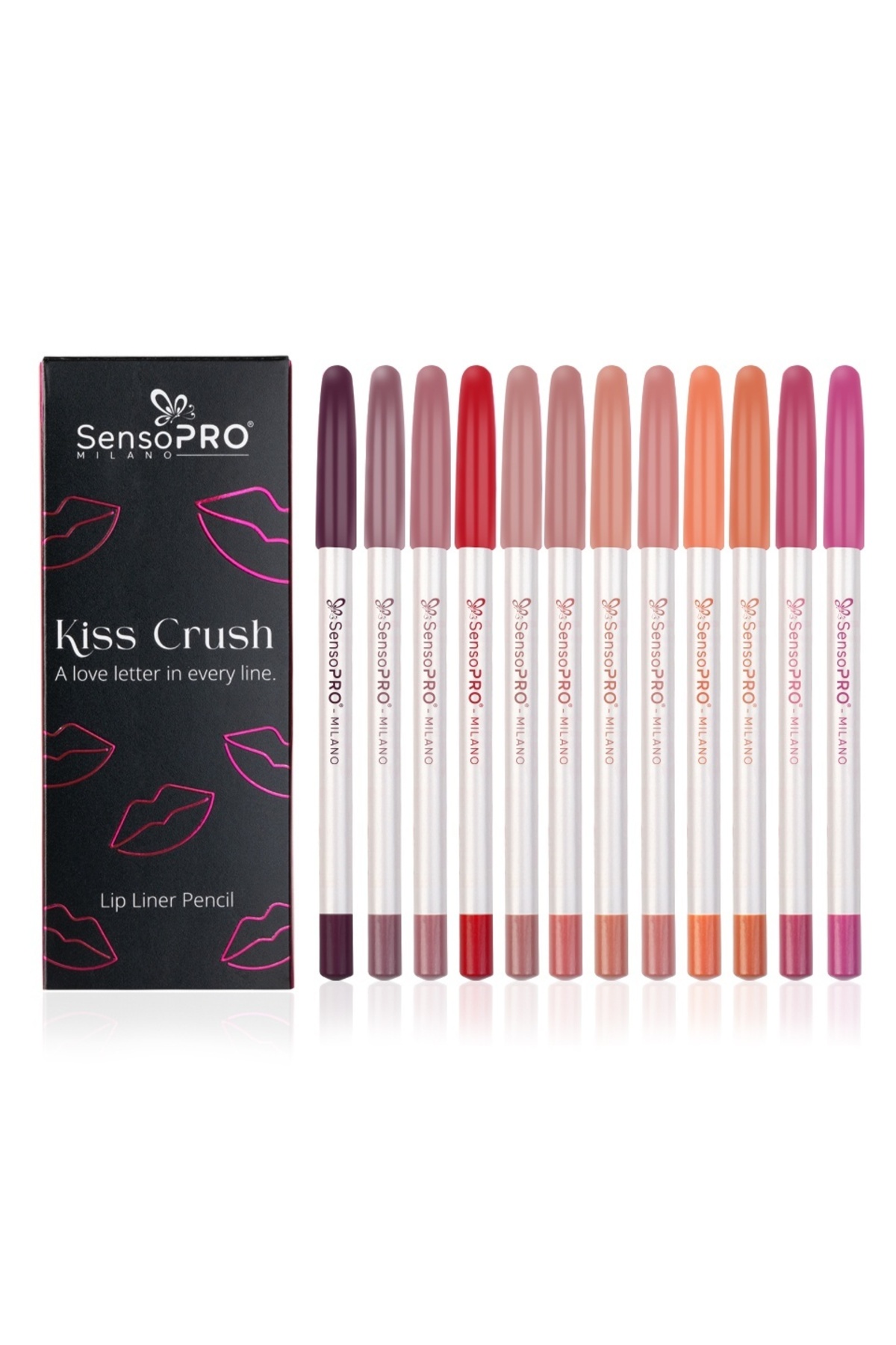 SensoPRO Milano Комплект от 12 молива за устни Kiss Crush,