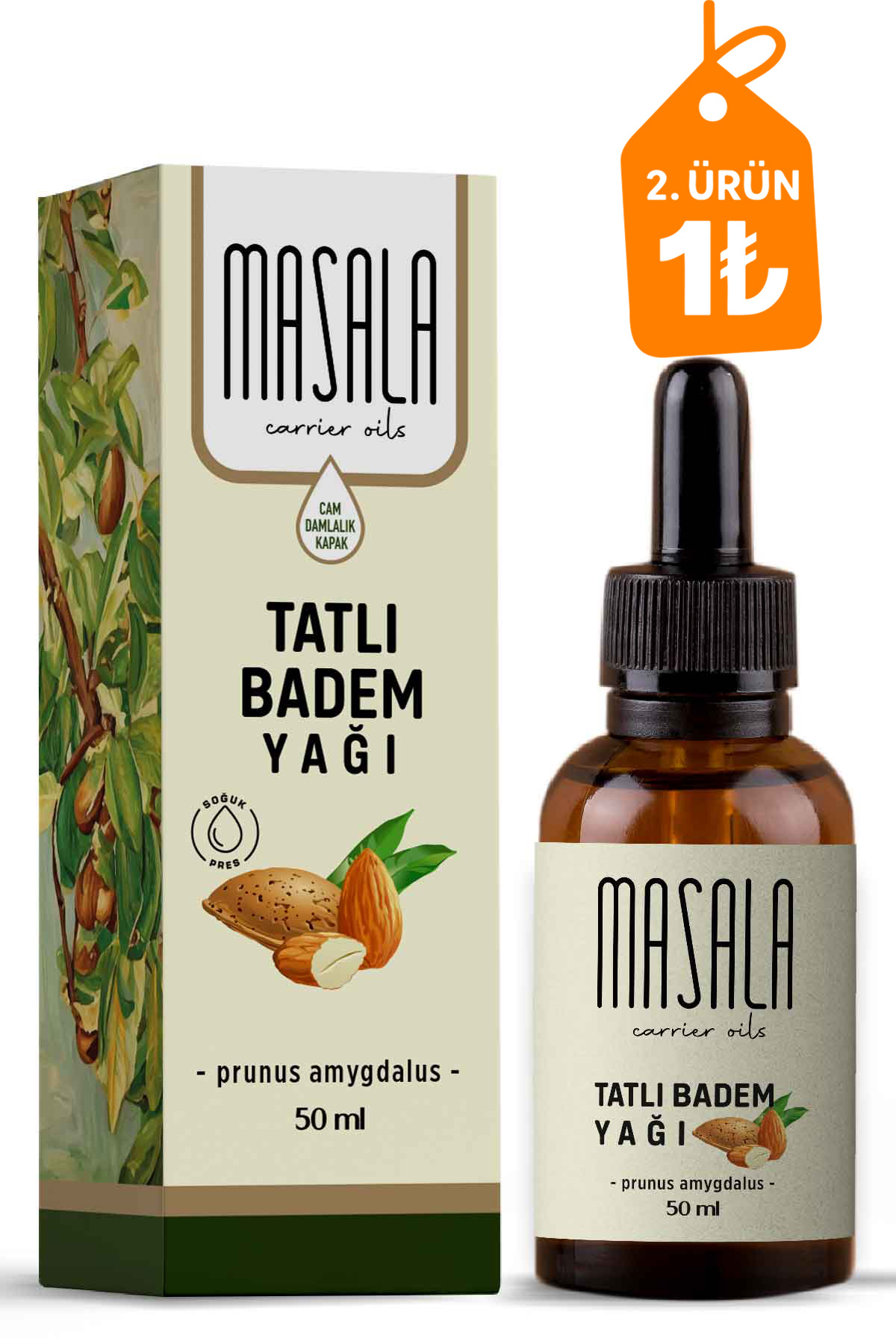 Masala Tatlı Badem Yağı 50 Ml. Soğuk Pres (sweet Almond Carrier Oil)