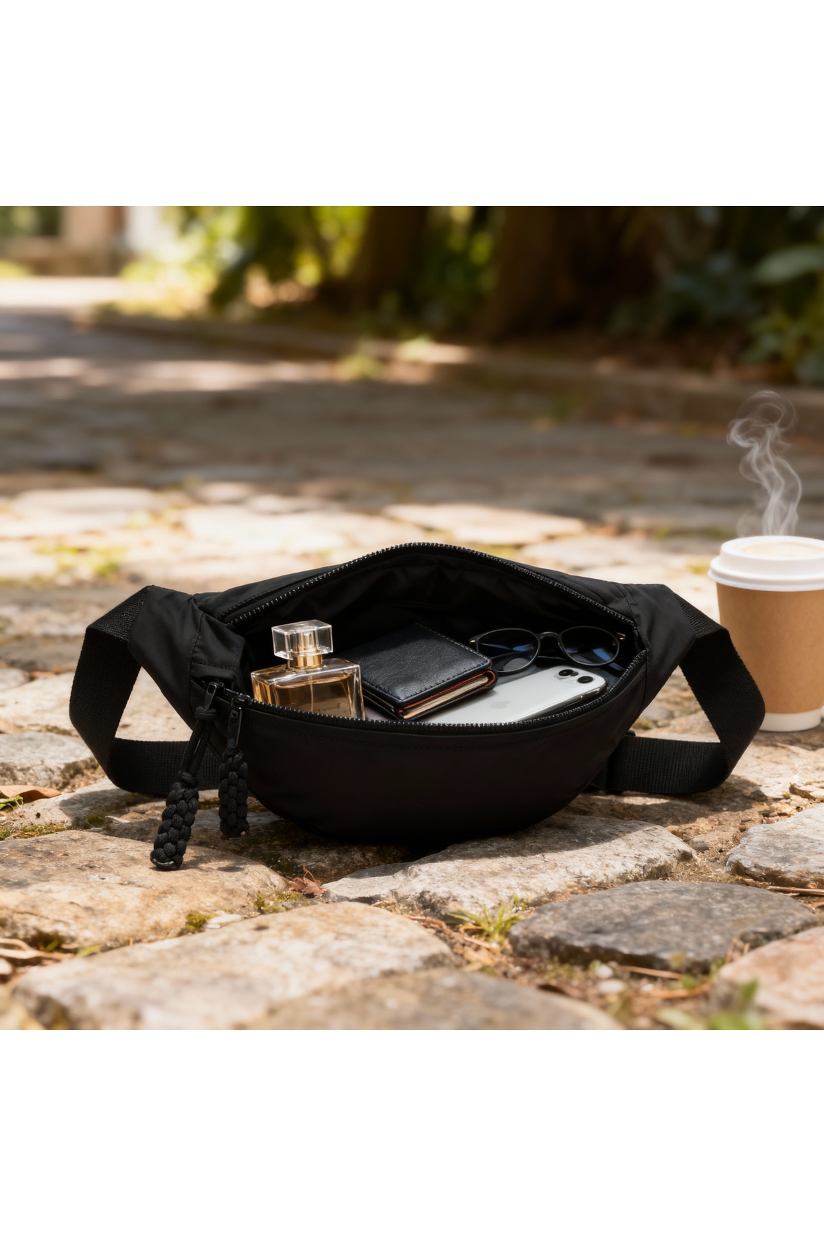 wellwich  Siyah Çapraz Çanta Bel Çantası Spor Çantası Ultra Hafif Suya Dayanıklı - Görsel 6