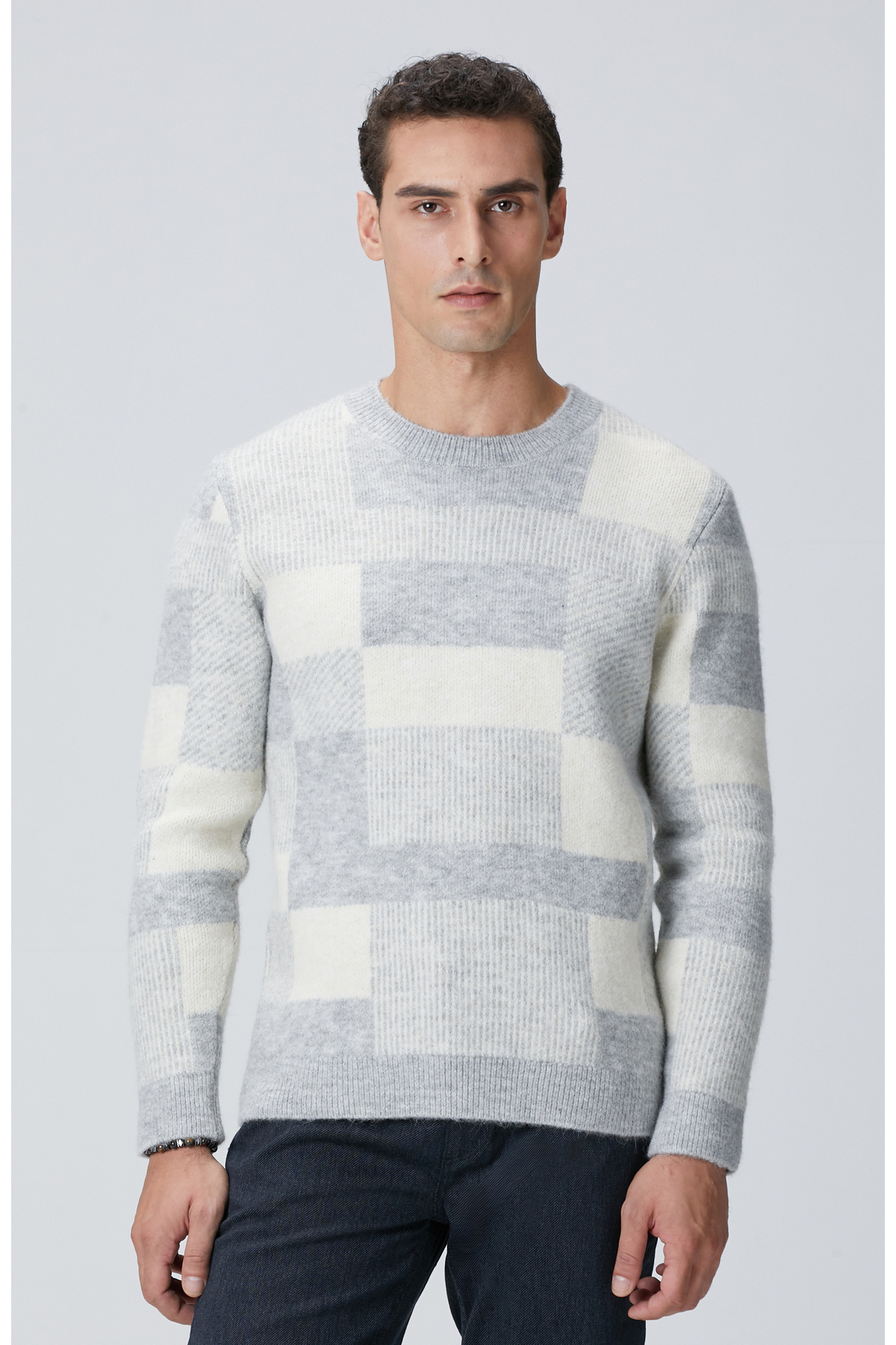 نتورک ژاکت بافتنی پشمی خاکستری