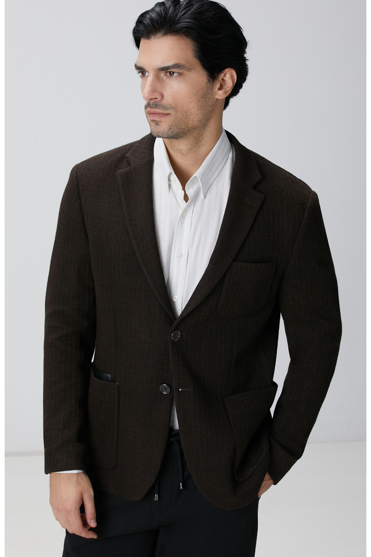 نتورک ژاکت پشمی قهوه‌ای