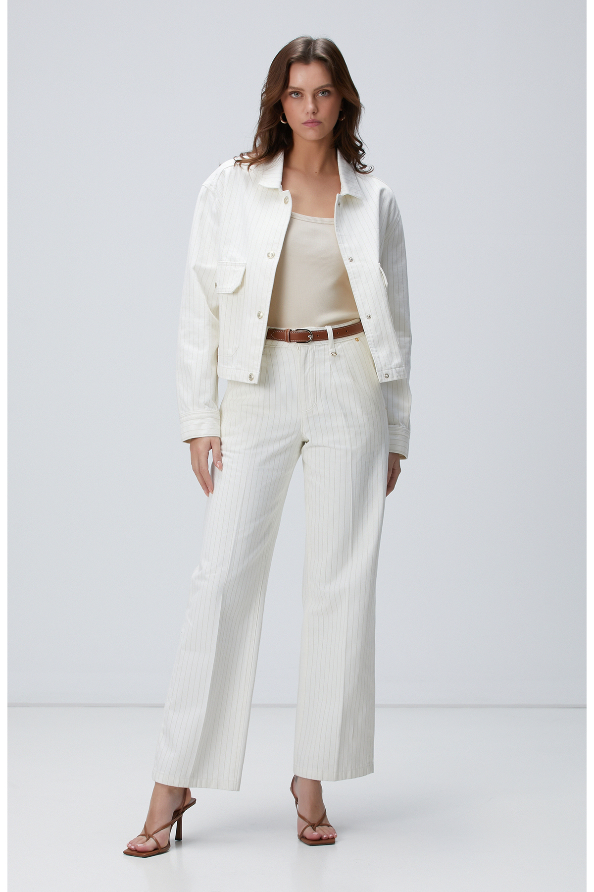 Network  Kırık Beyaz Çizgili Denim Mont - Görsel 3