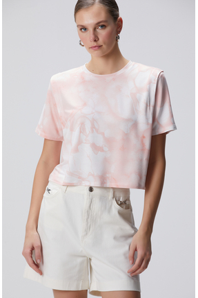 Network N-Tech Pembe Batik Desenli T-shirt