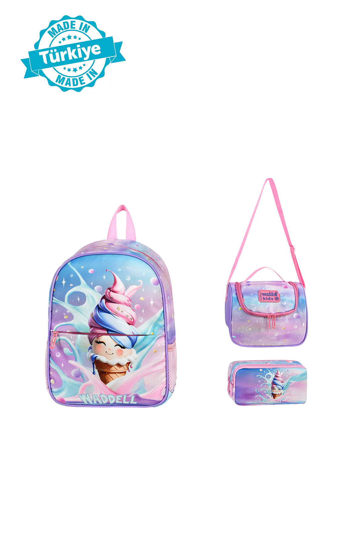 Waddell Dondurma Temalı Okul Öncesi Sırt Çantası,Termal Beslenme Çantası Ve 2 Cepli Kalemlik