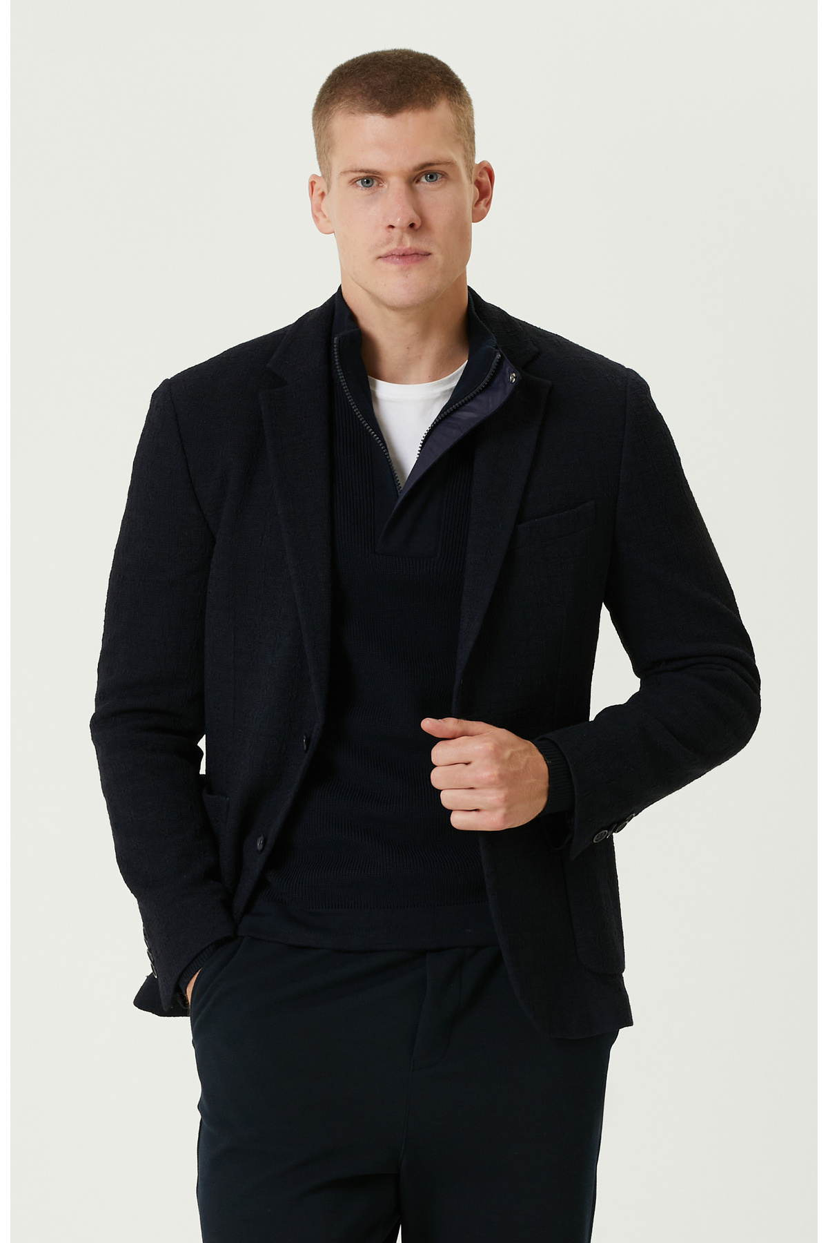 نتورک ژاکت بافتنی پشمی سرمه‌ای