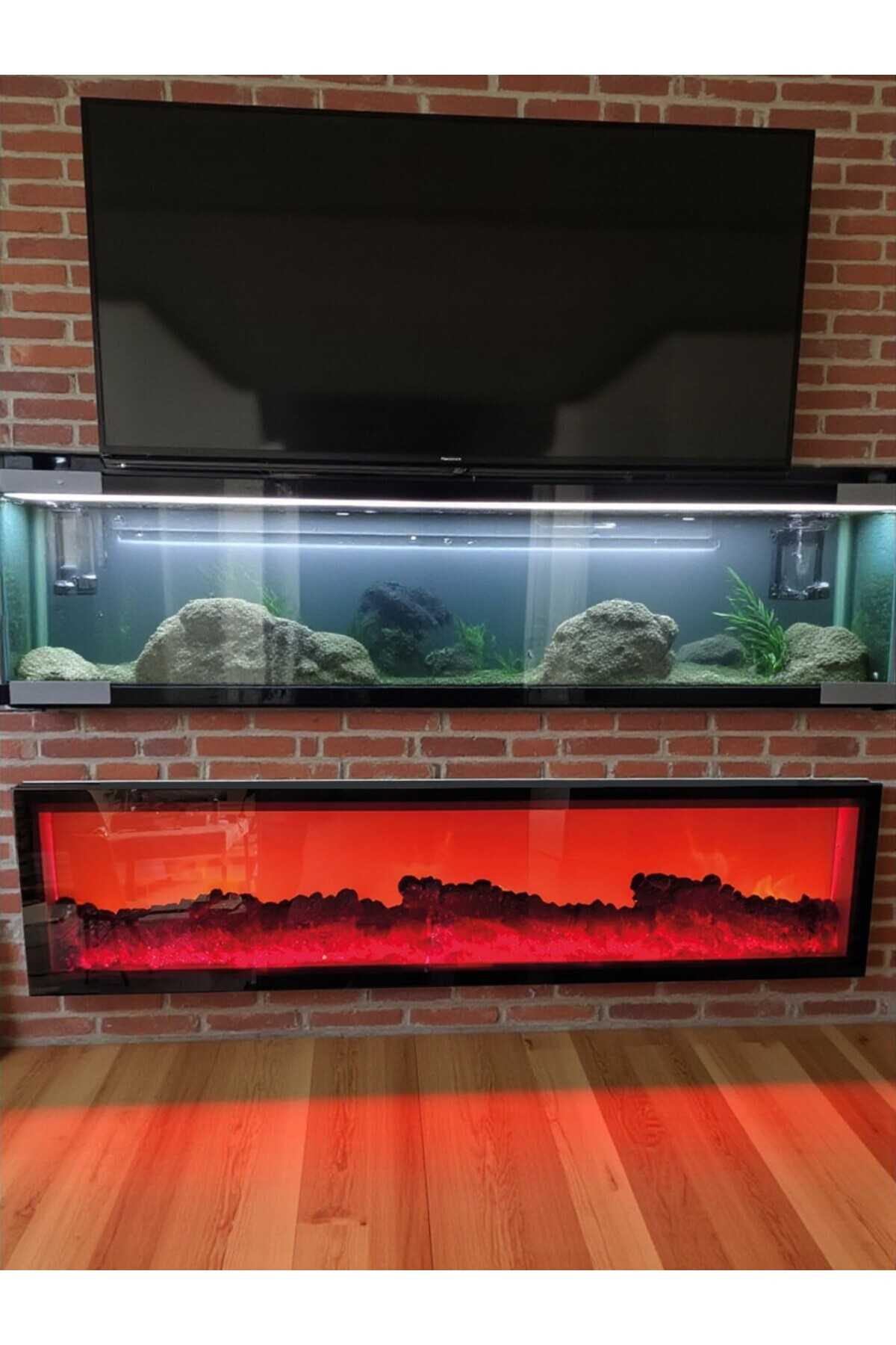 Dekoratif Elektrikli Şömine - 108.5x25.5x17.5 Cm - Farklı Renk Modları,kumandalı, Bluetooth Ses.