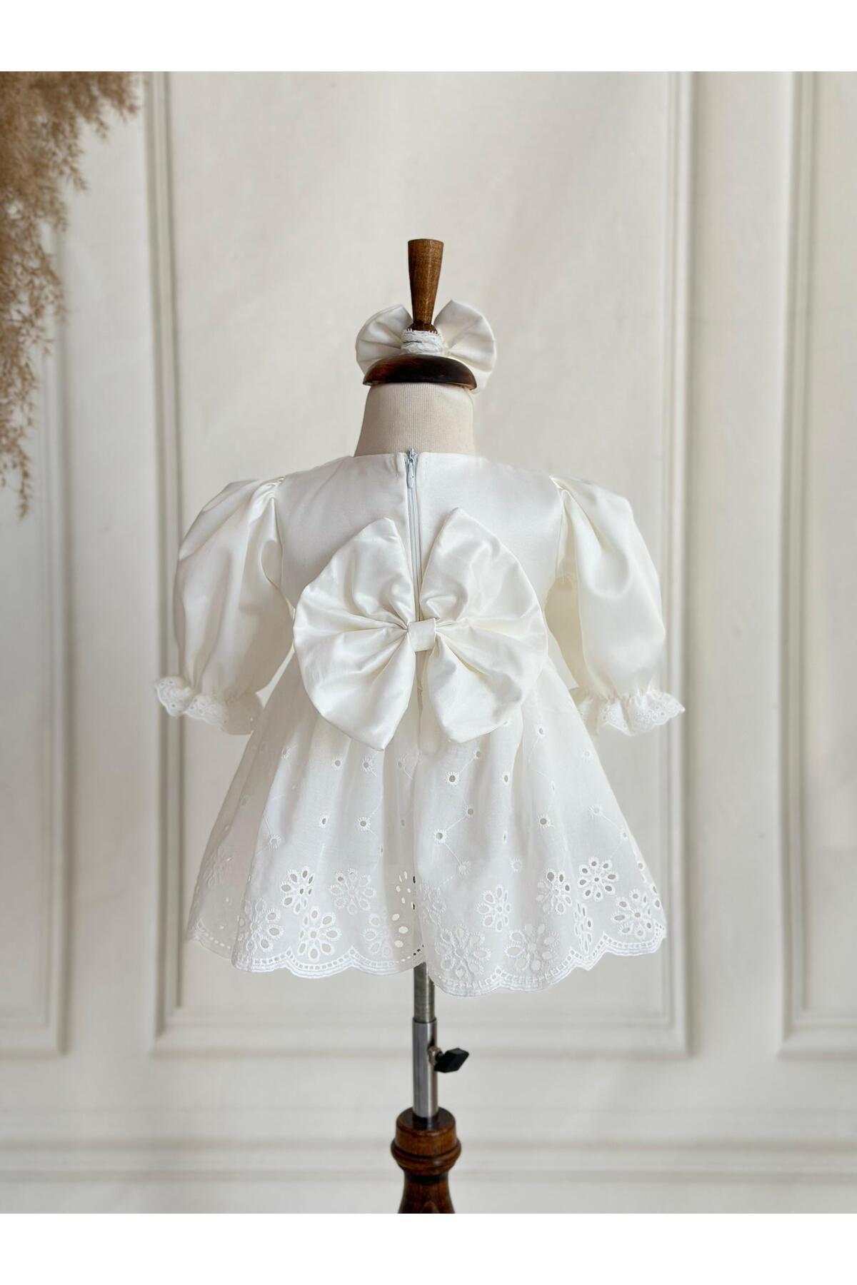 Hobidik Bebek Beyaz Fisto Elbise Seti fotoğrafı 7 (önizleme)
