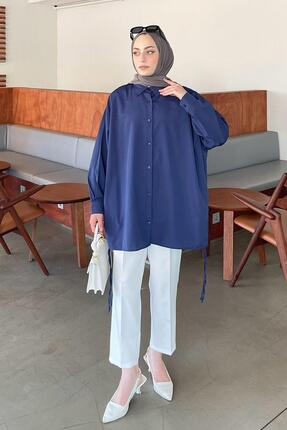 Lamelif Oversize Gömlek Lacivert