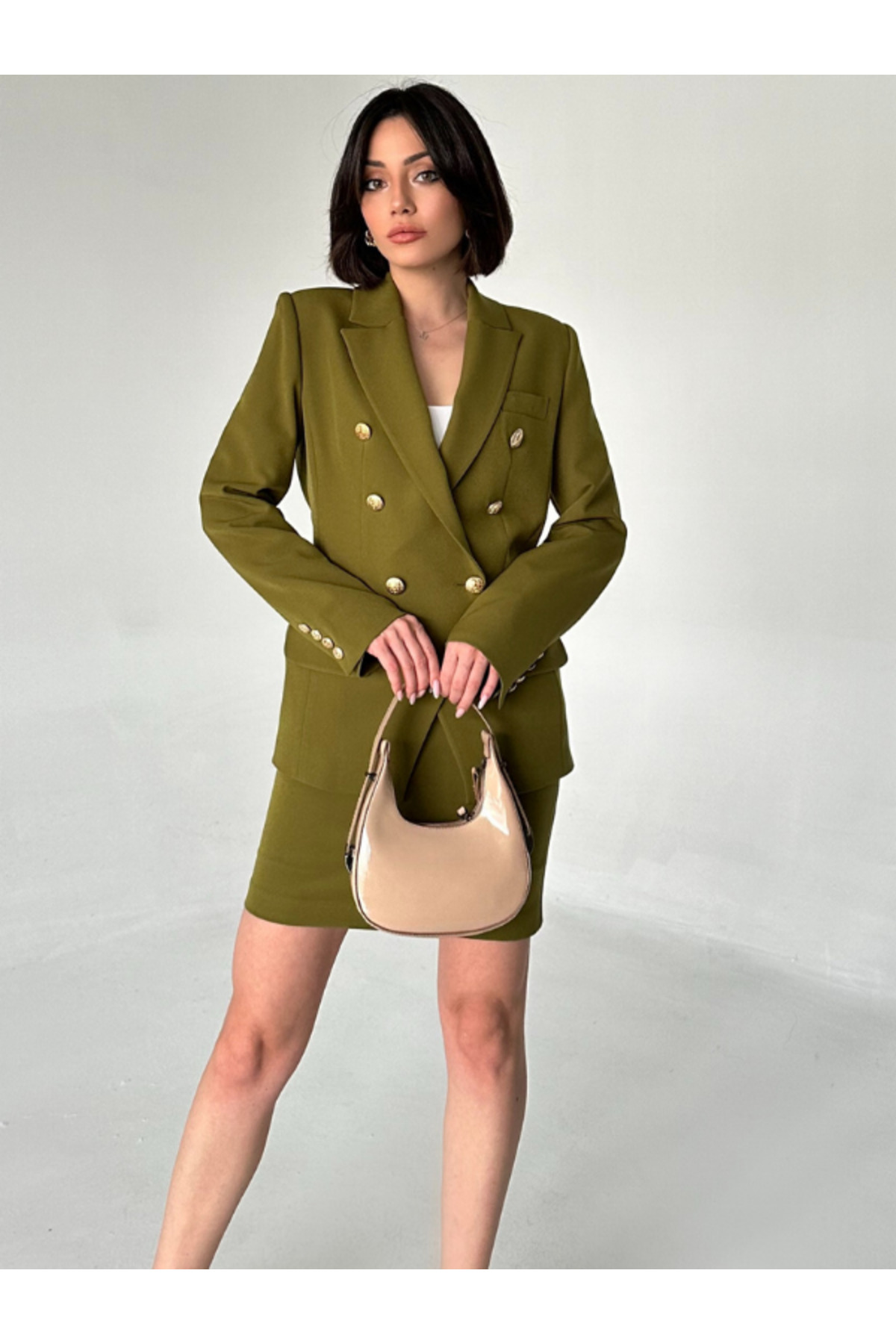 Vuntal BUTİK METAL DÜĞMELİ BLAZER İKİLİ ETEK TAKIM