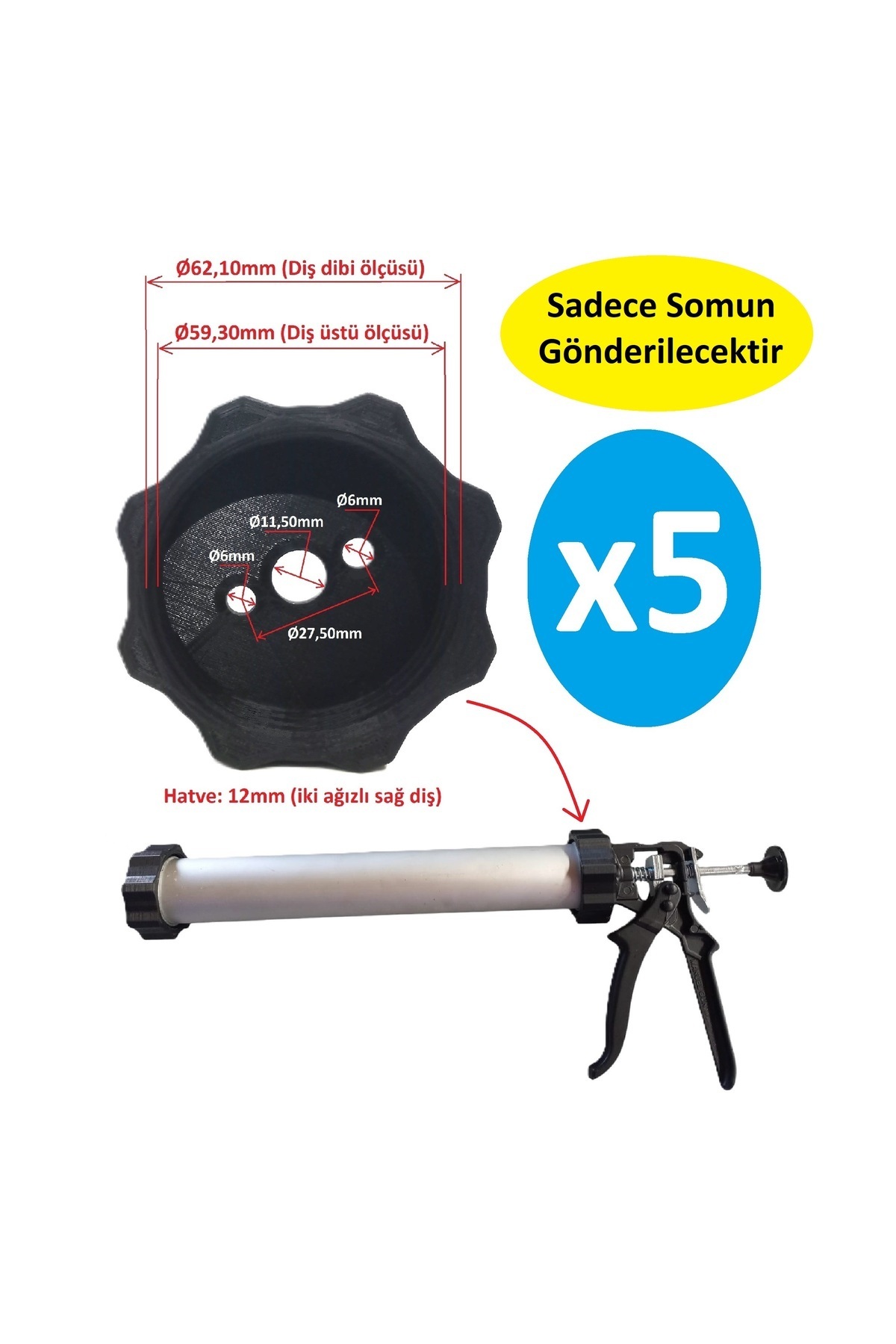 Poyraz Bioplast Sosis Silikon Tabancası Arka Somun 5 adet