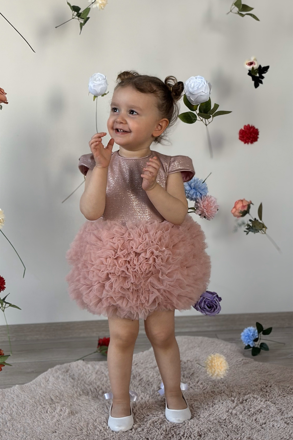 ALYRA Kız Bebek Elbise Kısa Kollu Tüllü Tütü Özel Gün Parti Doğum Günü Düğün Prenses Kız Çocuk Elbise fotoğrafı 4 (önizleme)