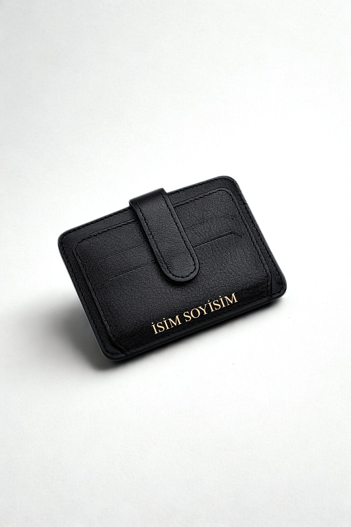 VANİLLA COLLECTİON İsim baskılı Kartlık Hakiki Deri Unisex Cüzdan Portföy Süper İnce model Siyah görsel 3