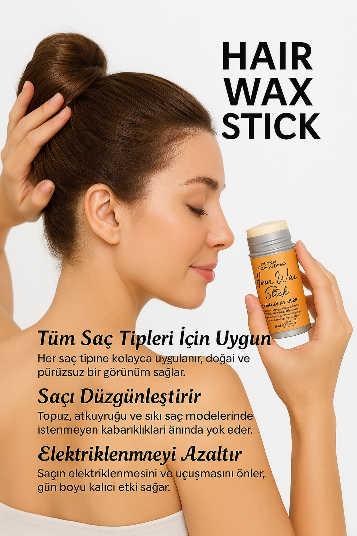 G.G. GLAM & GLAMOROUS Hair Wax Stick 75gr - Saç Sabitleyici Berberstıckwax Topuz Fırçası