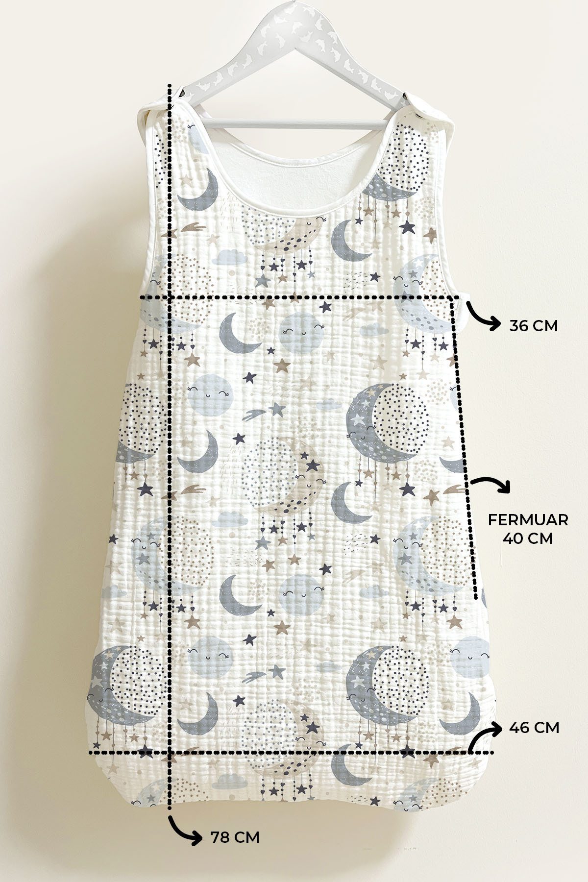 Tuğba Kuğu 4 Kat Müslin 1.2 TOG Bebek Uyku Tulumu (0-18 AY) - Ay Ve Gökyüzü fotoğrafı 5 (önizleme)