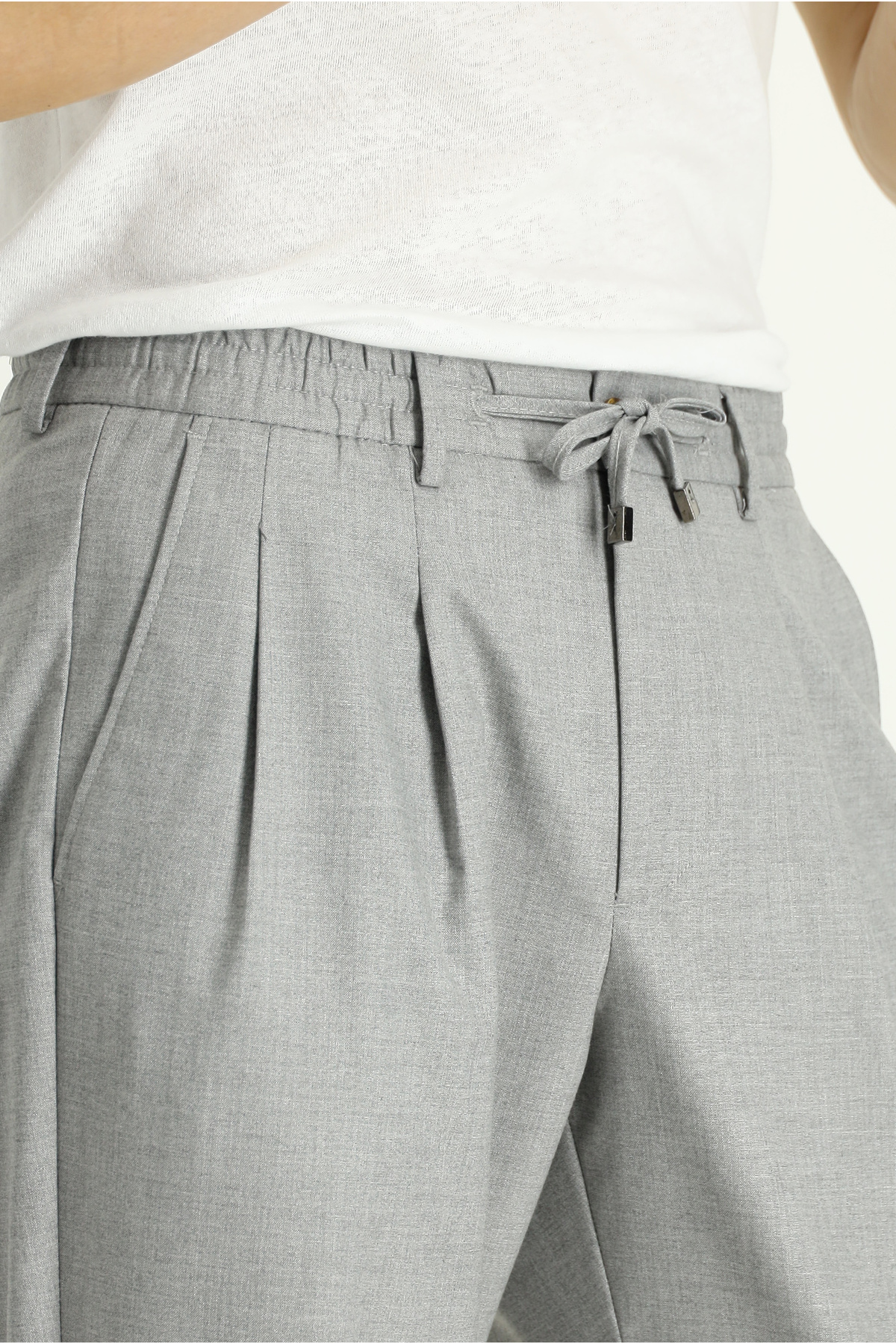 Kiğılı  6 Drop Regular Fit Standart Kesim Beli Lastikli İpli Likralı Pileli Pantolon - Görsel 3