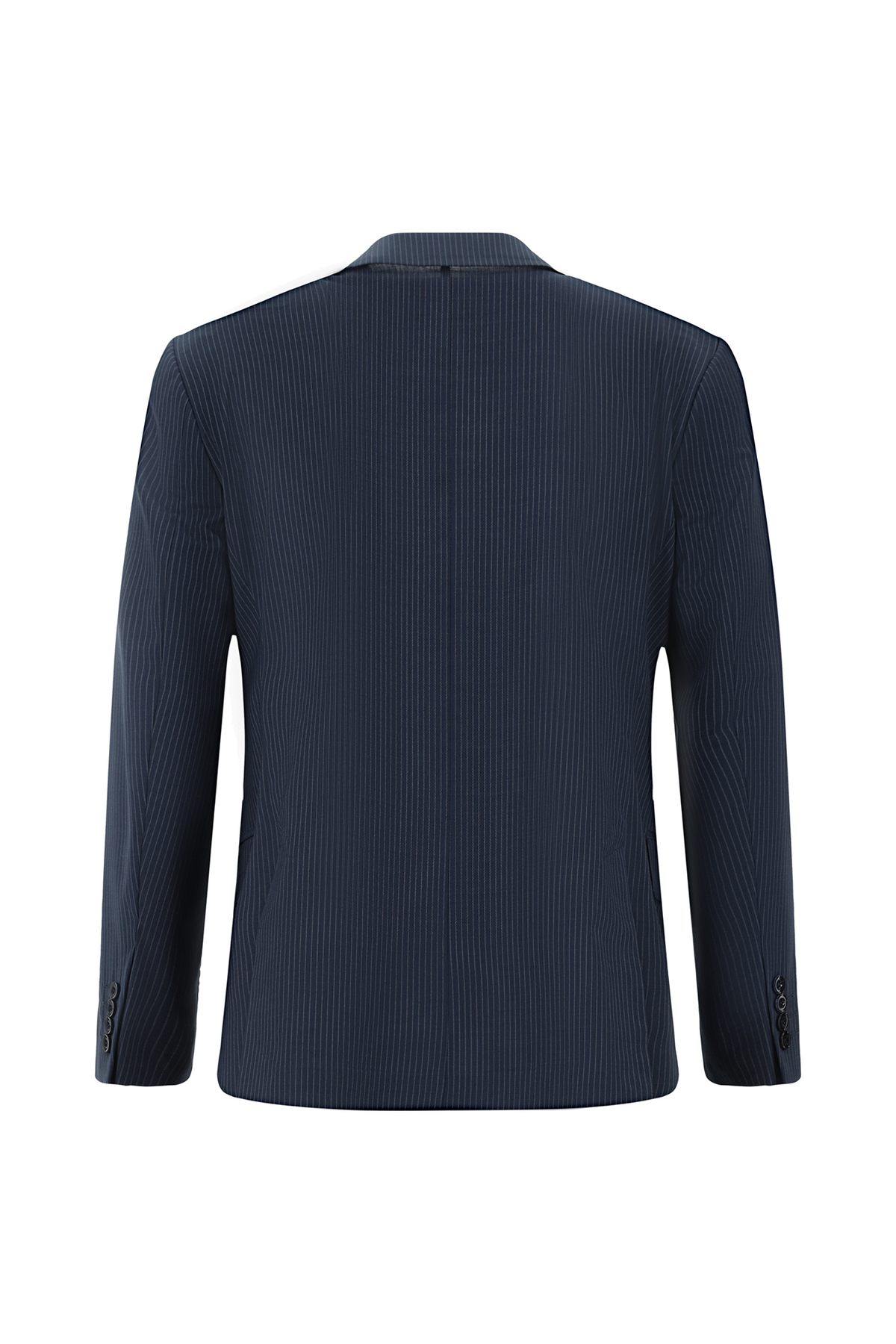 Kiğılı  7 Drop Slim Fit Dar Kesim Yünlü Çizgili Beli Lastikli İpli Kruvaze Takım Elbise - Görsel 3