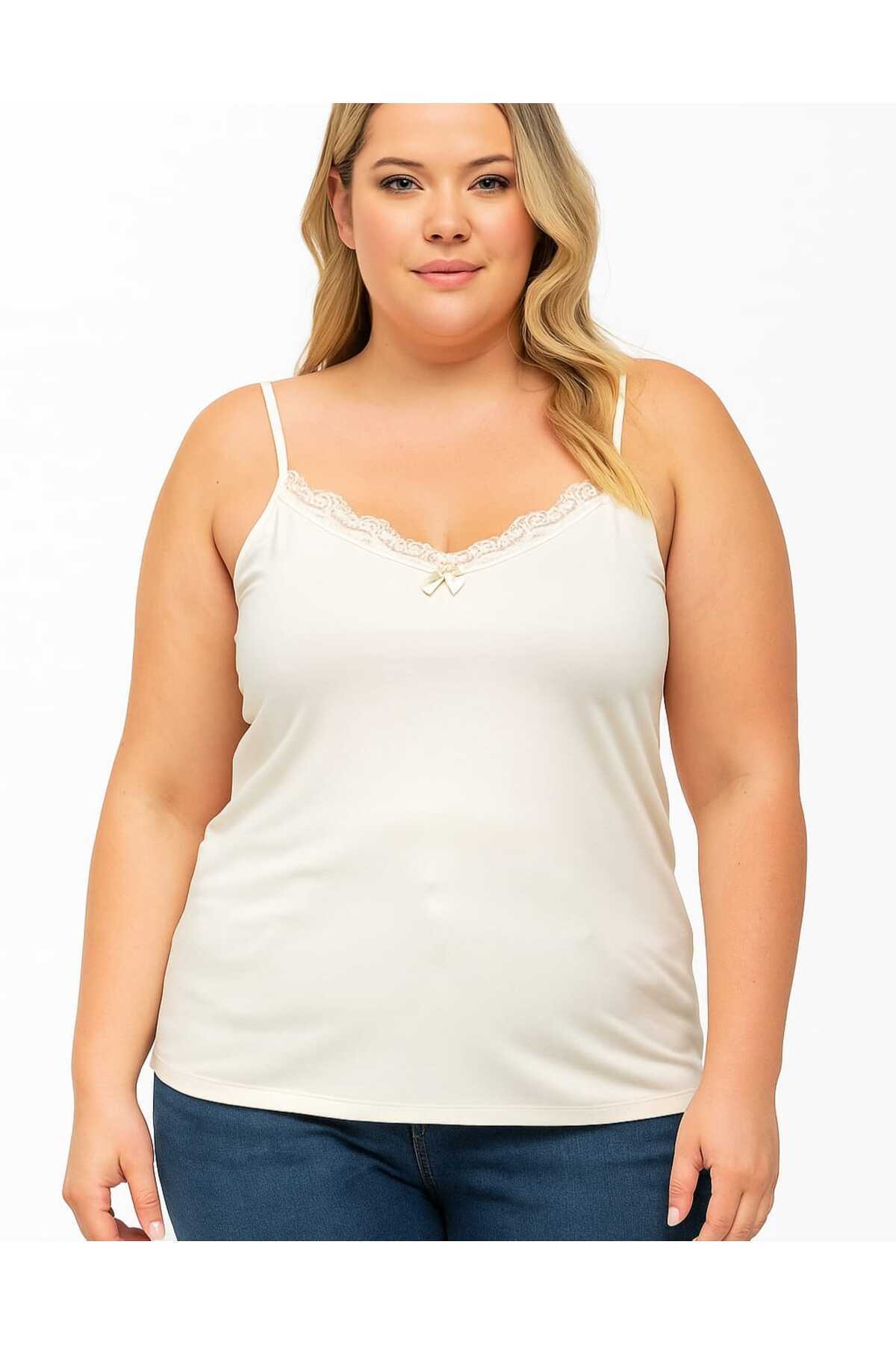 HNX Cotton Collar Lace Thin Strap Women's Singlet