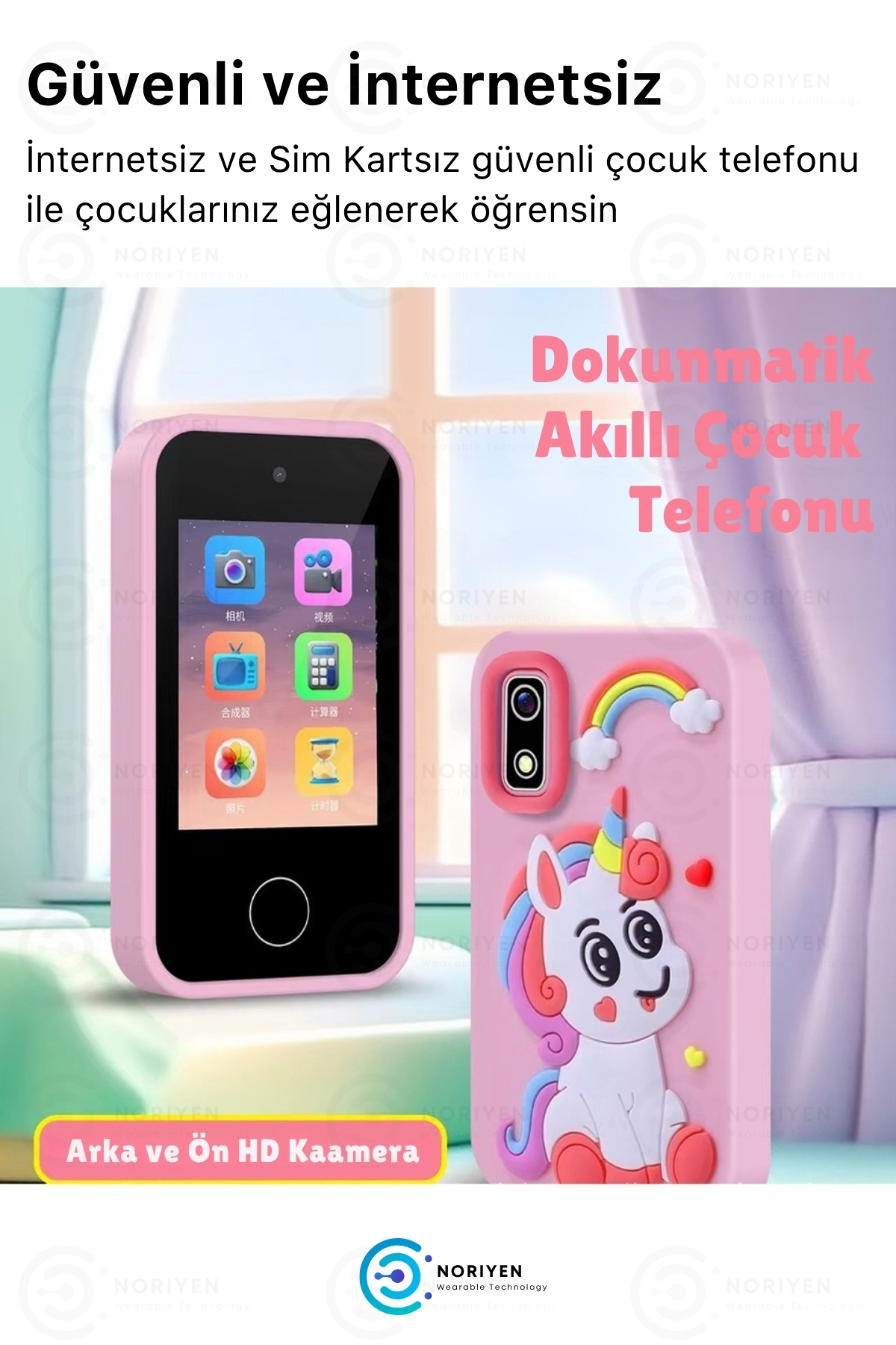 Çocuklar İçin Akıllı Cep Telefonu - Sim Kartsız - İnternetsiz Çift Kameralı Müzik Kamera Telefon