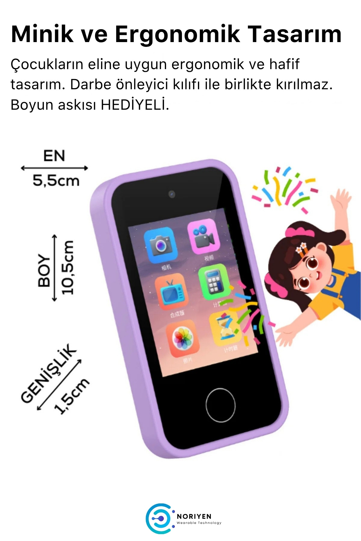 Çocuklar İçin Akıllı Cep Telefonu - Sim Kartsız - İnternetsiz Çift Kameralı Müzik Kamera Telefon
