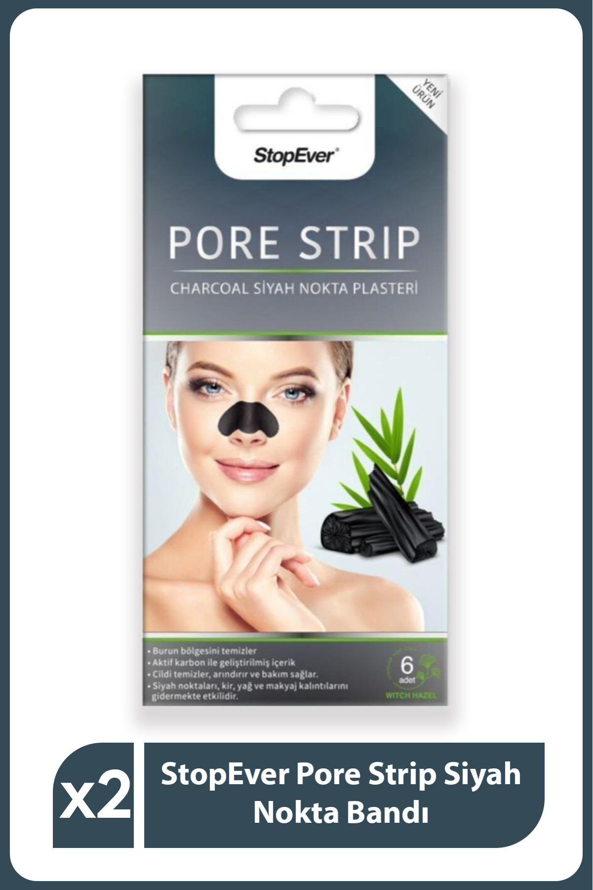 StopEver Charcoal Pore Strip Kömürlü Siyah Nokta Plasteri -6x2 Adet