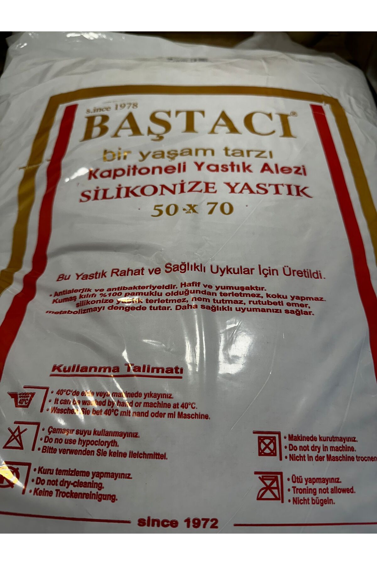 Baştacı Boncuk Silikon Yastık 1 Adet 50x70 1kg Pamuklu Akfil Kumaş