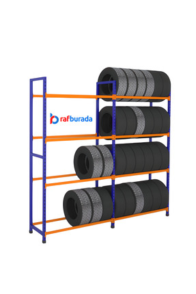 RafBurada 4 Katlı Lastik İstifleme Rafı 40x90 cm-200 cm