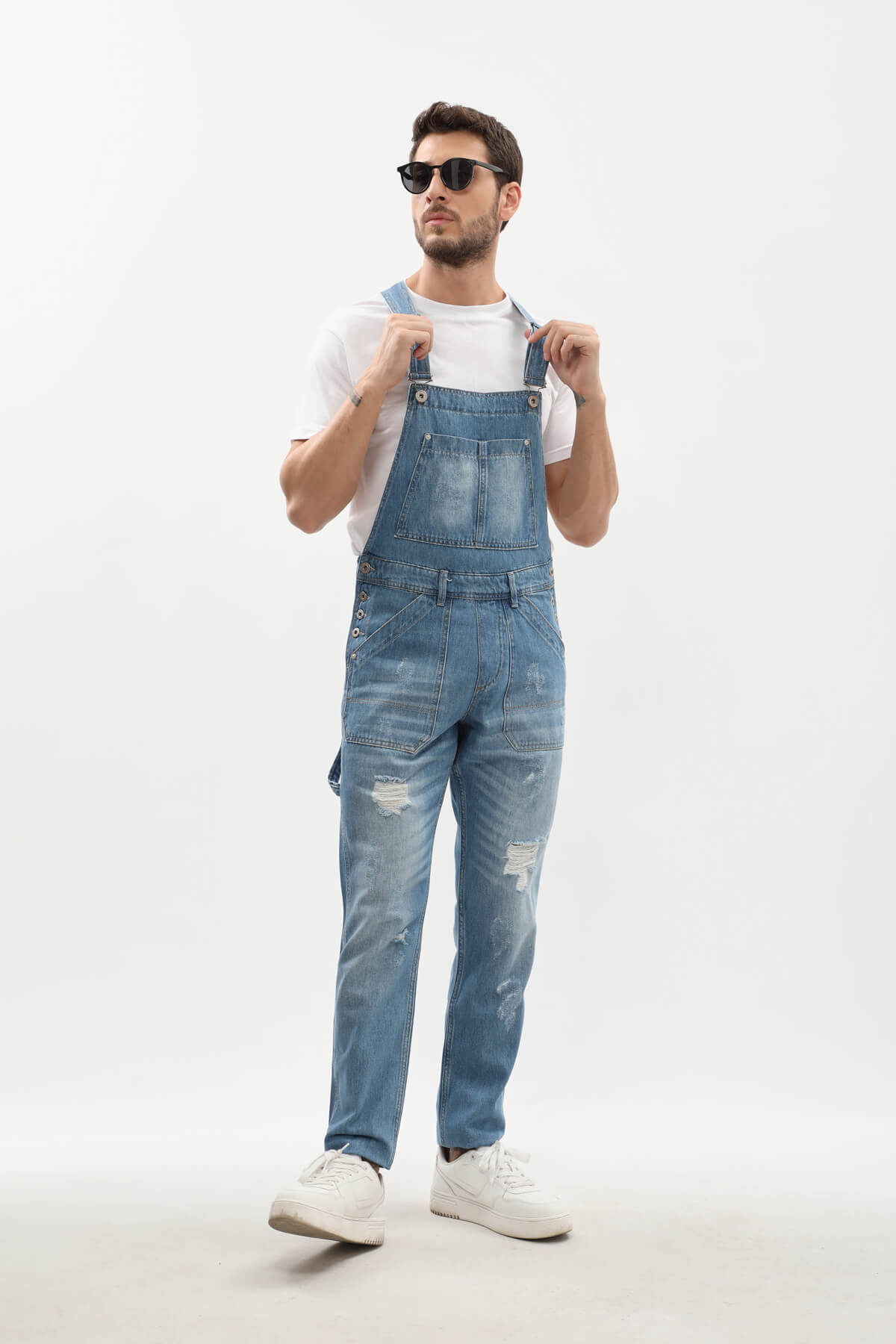 Men's Jean Jumpsuit Pants Ice Blue