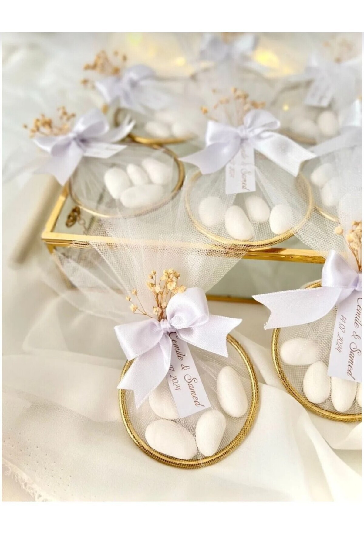 Goodsecond 50 Adet Süslemeli Halka Şekerleme Nikah Nişan Söz Düğün Hediyeliği Magnetsiz