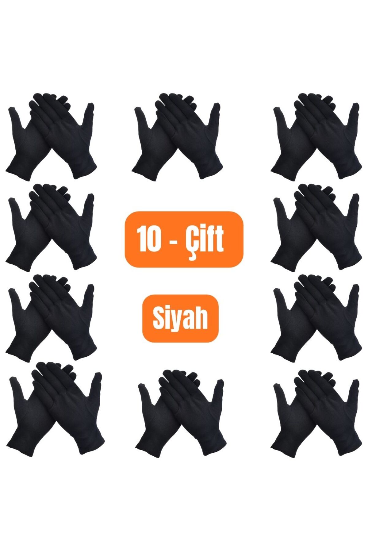 AXE SPORTSWEAR  10 Çift Siyah Garson & Bando & Pandomim & Gösteri & Merasim Eldiveni