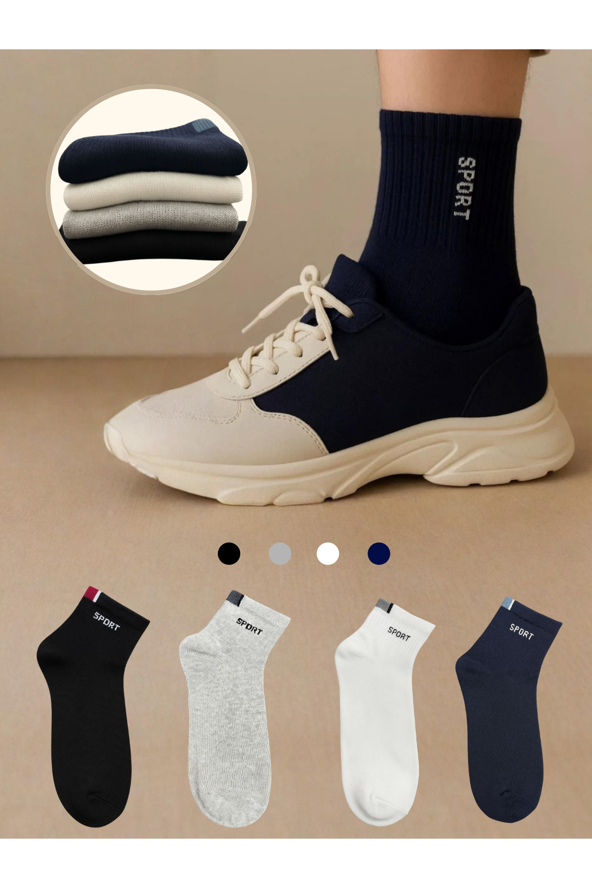 ragistore  5'li Sport Pamuklu Erkek Yarım Konç Çorap - Görsel 2