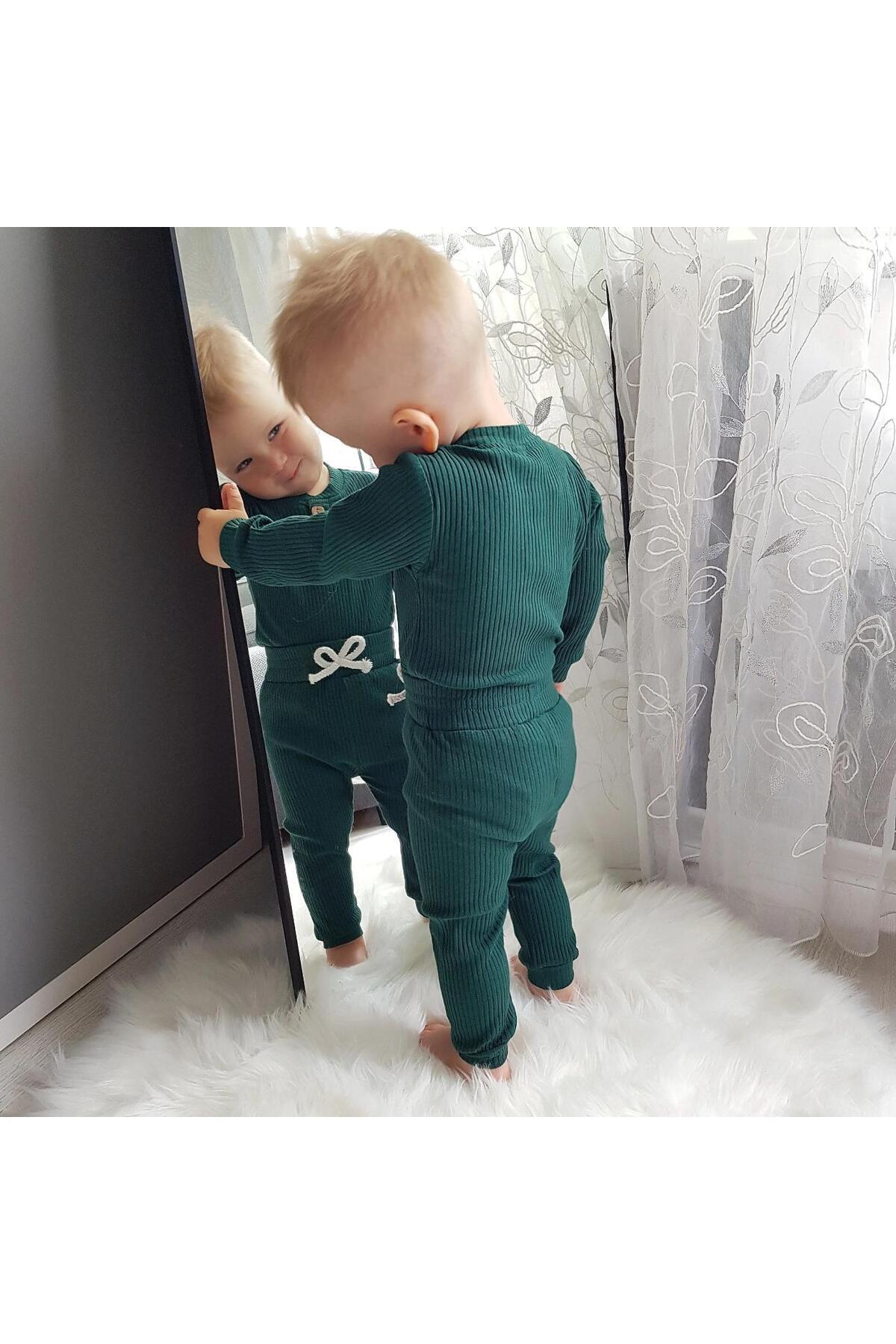 nevrankids Basic Badili Fitilli Zıbın Takım 3 Ay - 2 Yaş Nefti Yeşil fotoğrafı 5 (önizleme)