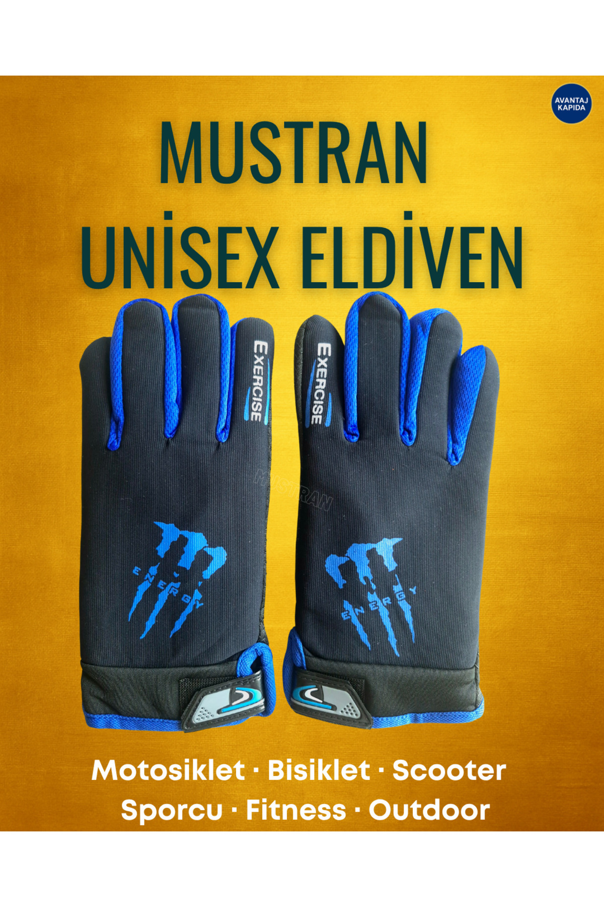 Mustran Energy Series Sporcu Fitness Outdoor Egzersiz Eldiveni – Kaymaz, Esnek Unisex (5 Renk)