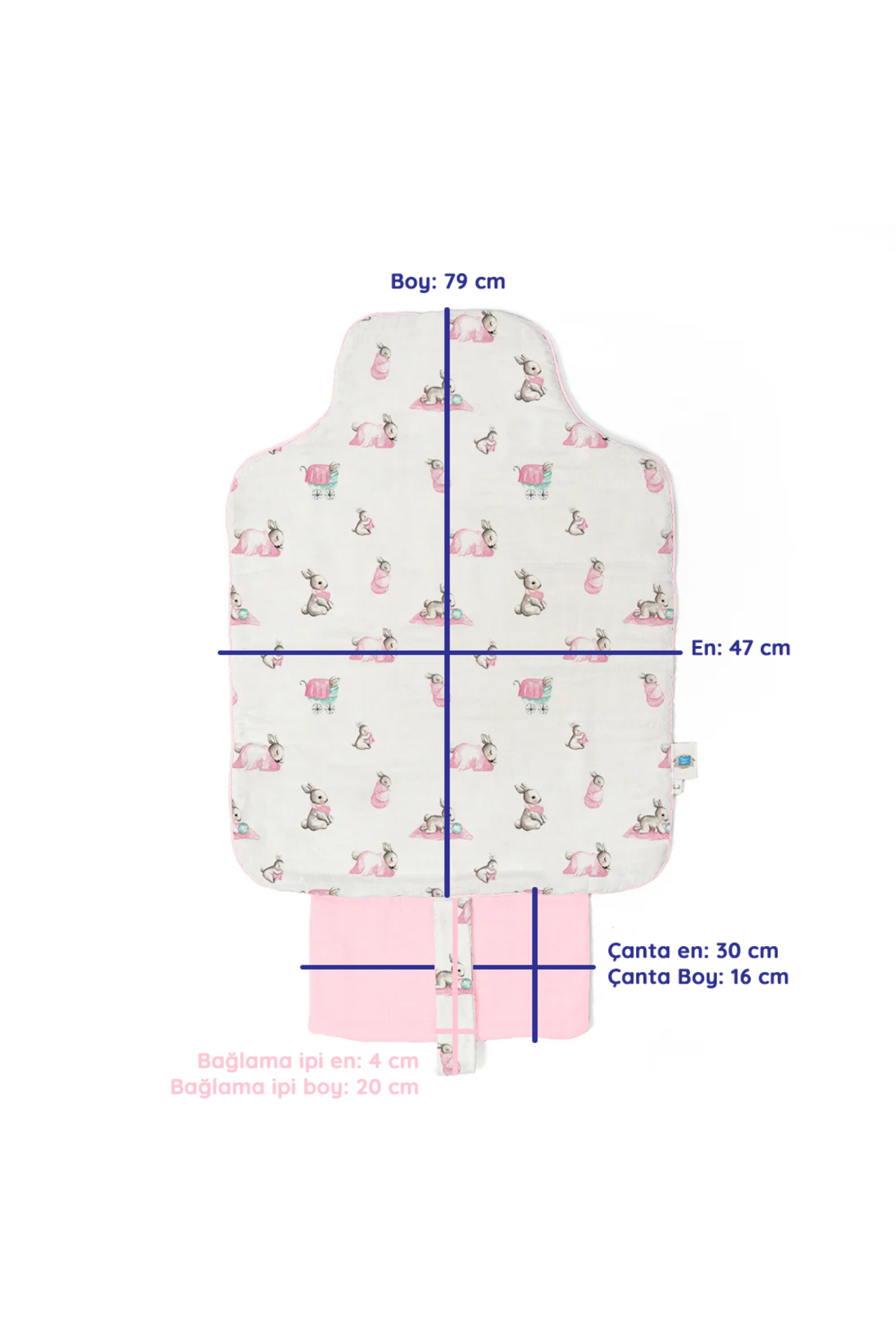 Deux Lapins % 100 Pamuk Çantalı Pratik Katlanabilir Alt Değiştirme Matı - Bébé Lapin Rose fotoğrafı 4 (önizleme)