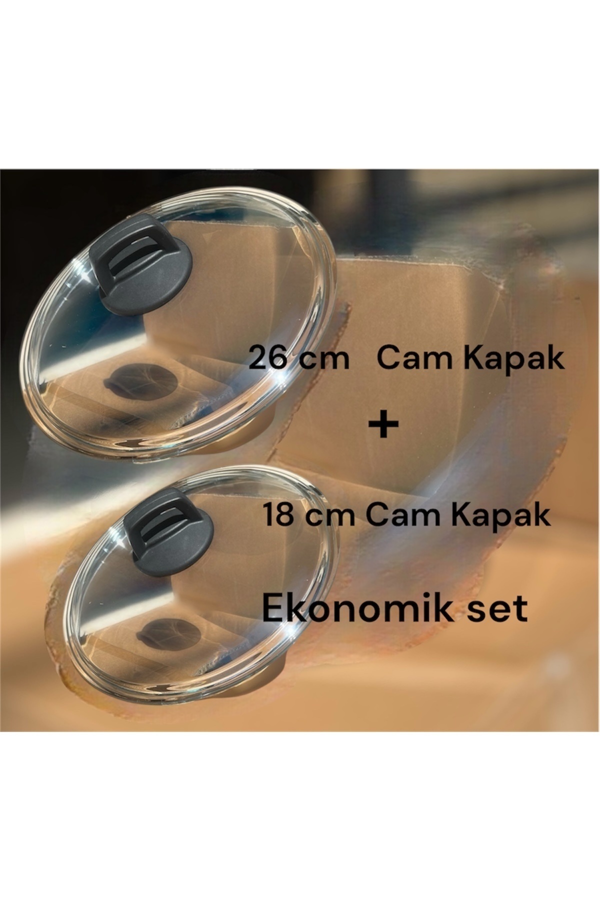 arcaK2 18 cm ve 26 cm Tencere Cam Kapağı Ekonomik 2 li set