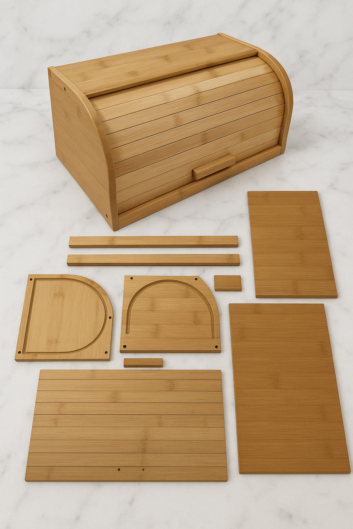 MAKRİ HOME Doğal Ahşap Bambu Ekmeklik DEMONTE Ahşap Ekmek Sepeti, Bambu Ekmek Kutusu (40 x 17 x 27 cm)