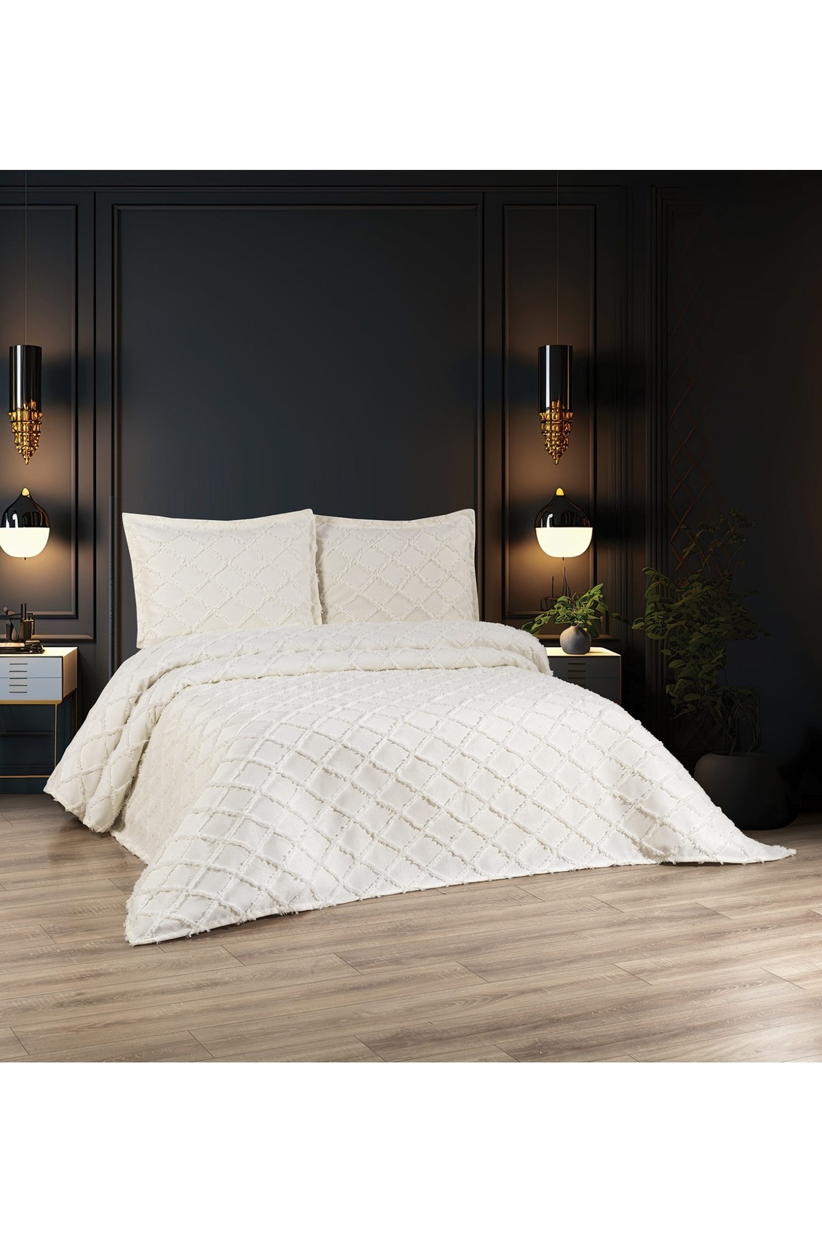 diabella İskandinav Eva 3 Parça Çift Kişilik Yatak Örtüsü