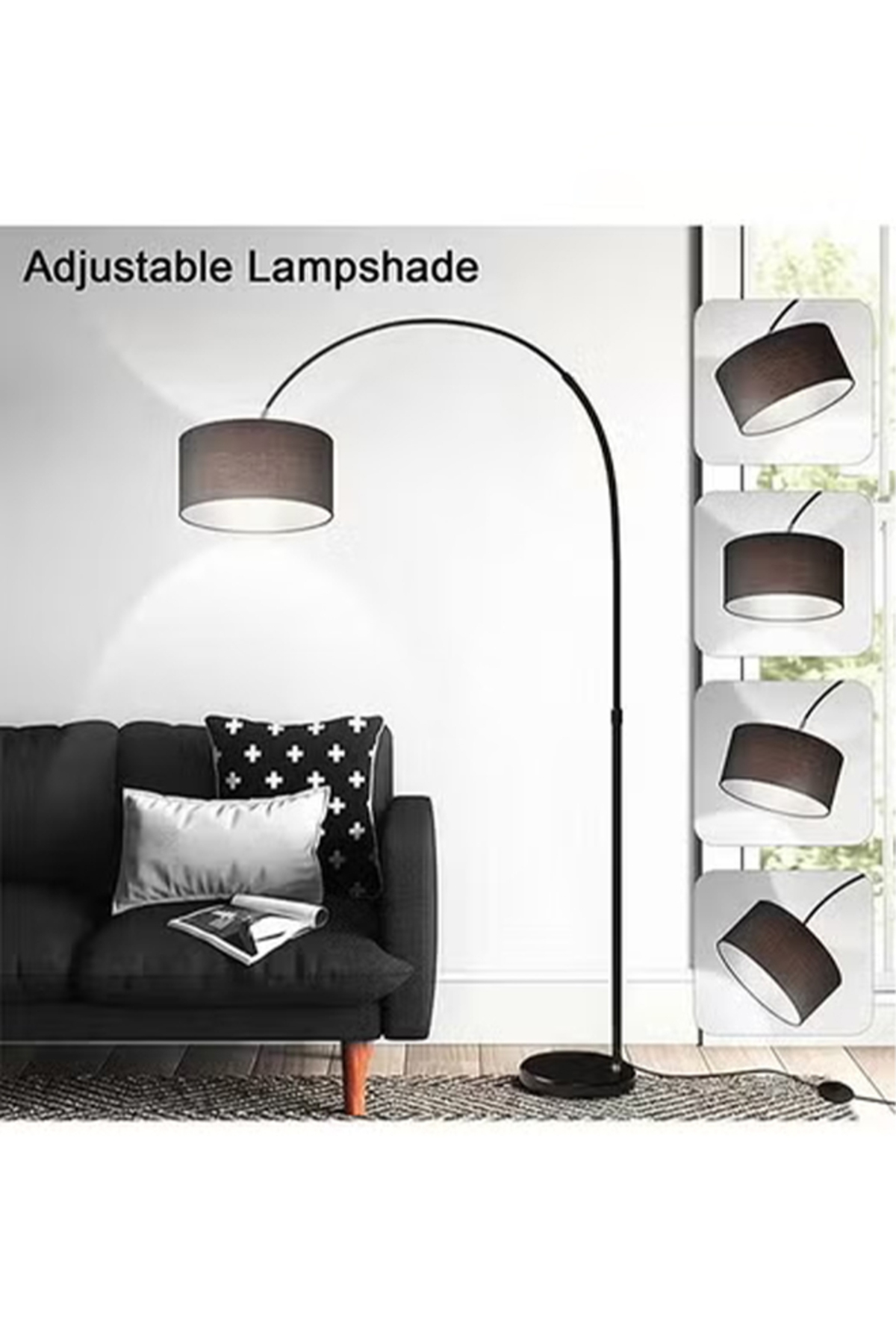 مصباح أرضي LED عمودي بتصميم كلاسيكي منحني