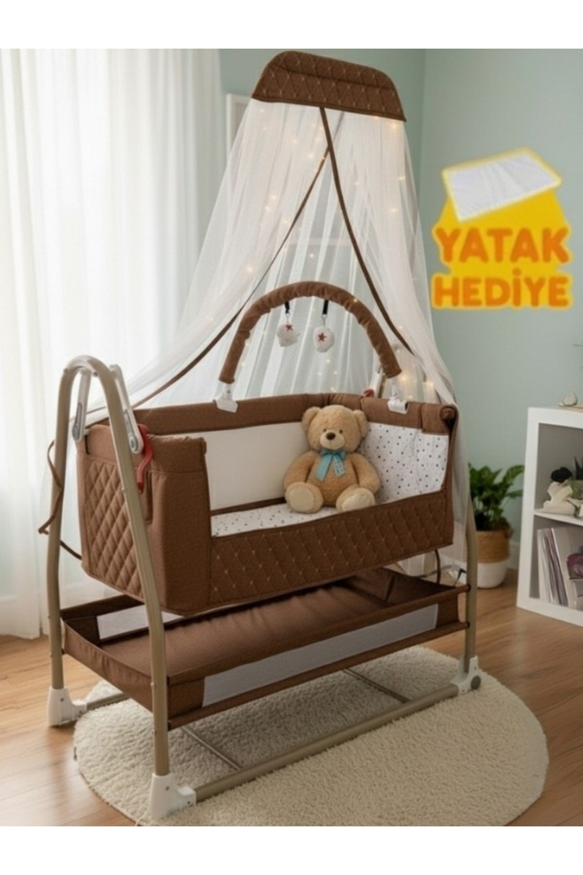 modabebekler Ciciko C-2500 Anne Yanı Katlanır Sallanır Sabitlenir Beşik Yatak Hediyeli