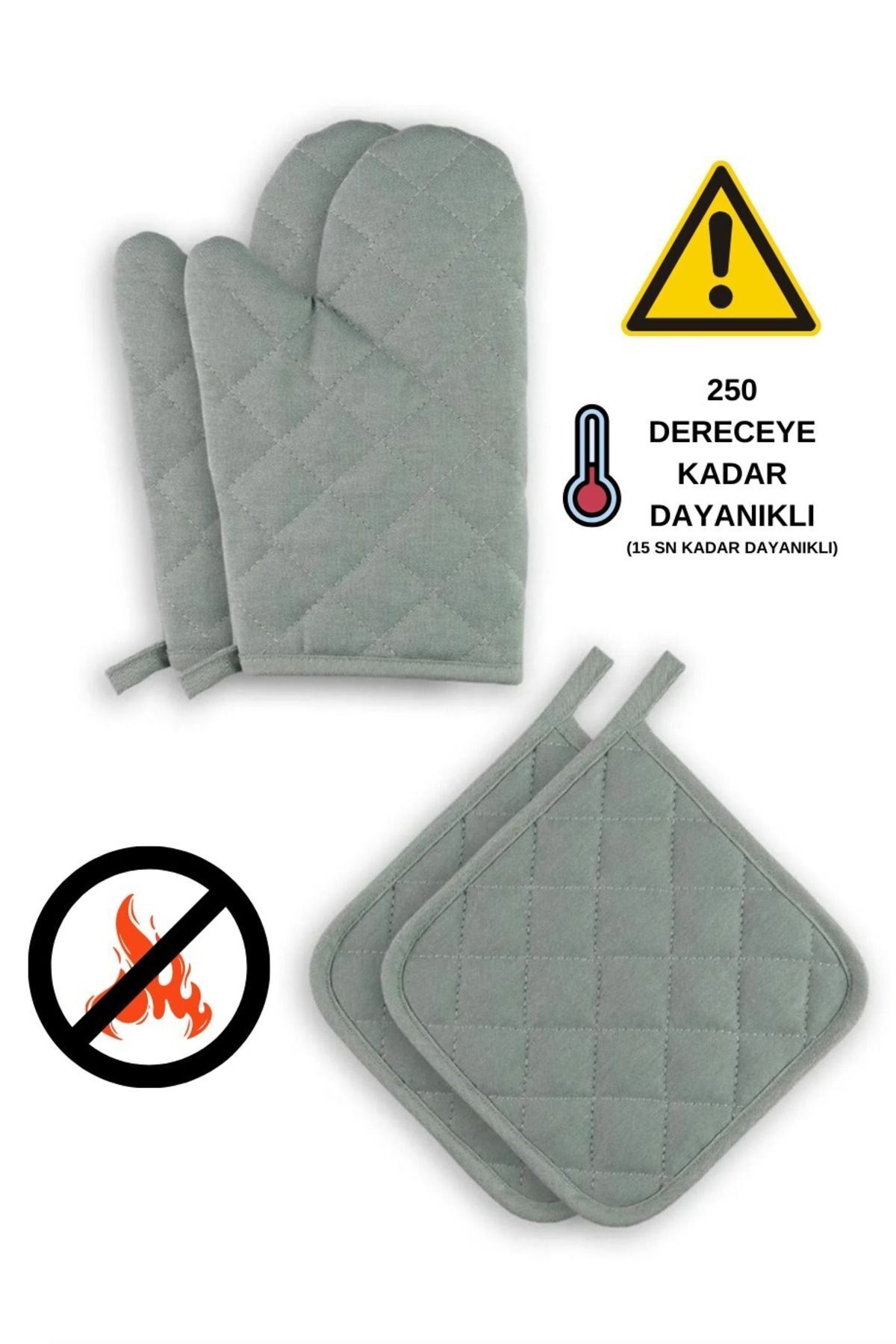 sevilya Yanmaz Ve Isıya Dayanıklı Fırın Eldiveni Ve Tutacak (2 ELDİVEN, 2 TUTACAK)