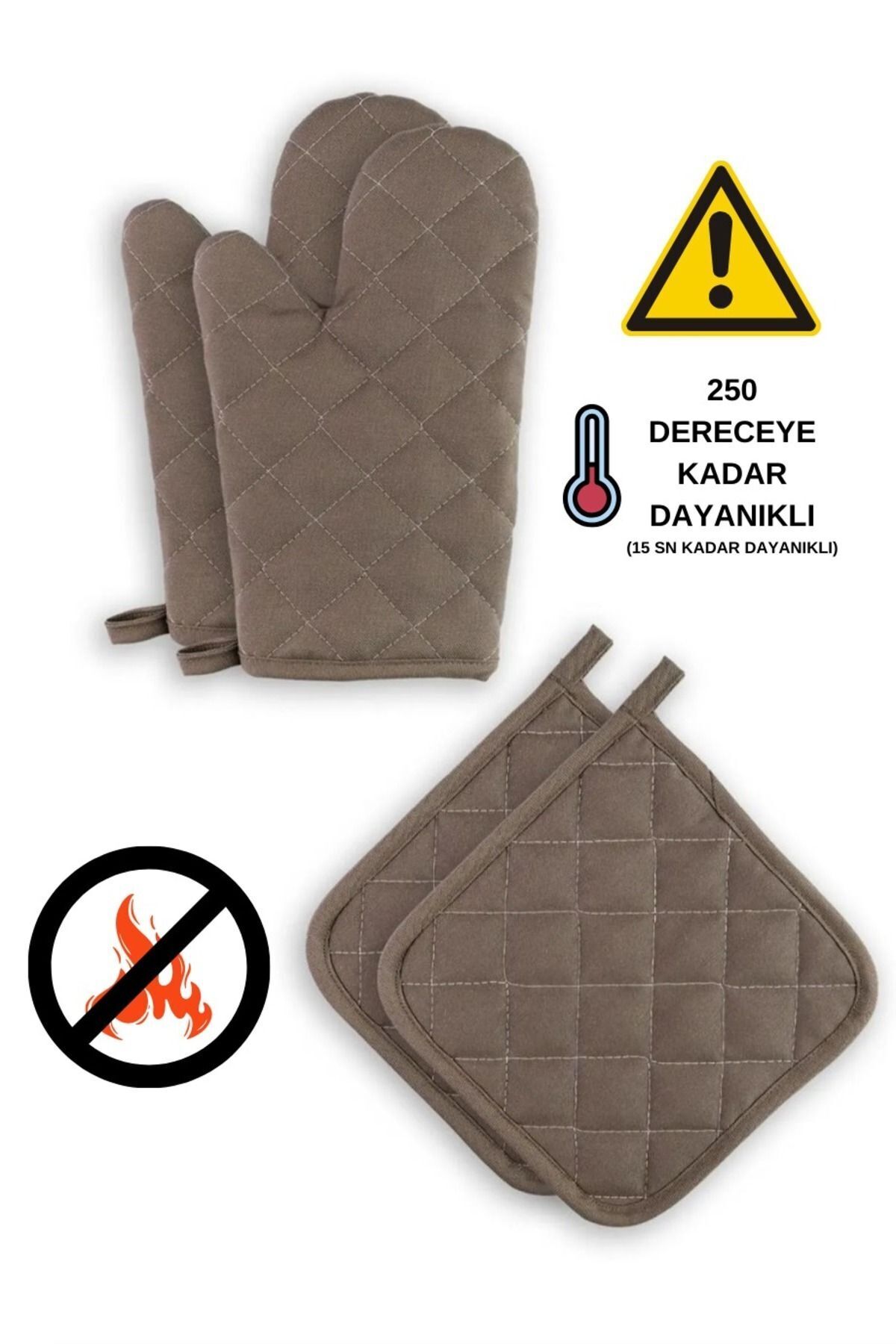 sevilya Yanmaz Ve Isıya Dayanıklı Fırın Eldiveni Ve Tutacak (2 ELDİVEN, 2 TUTACAK)