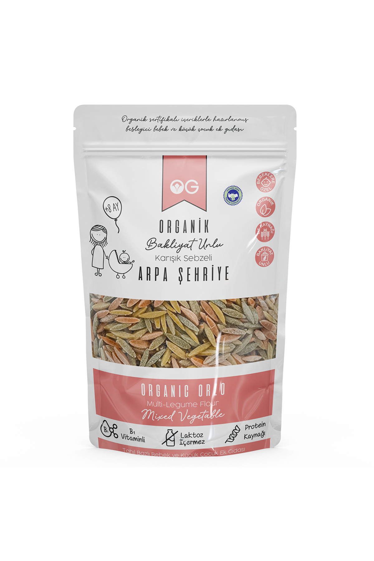 Organik Karışık Sebzeli Bakliyat Unlu Arpa Şehriye 250gr