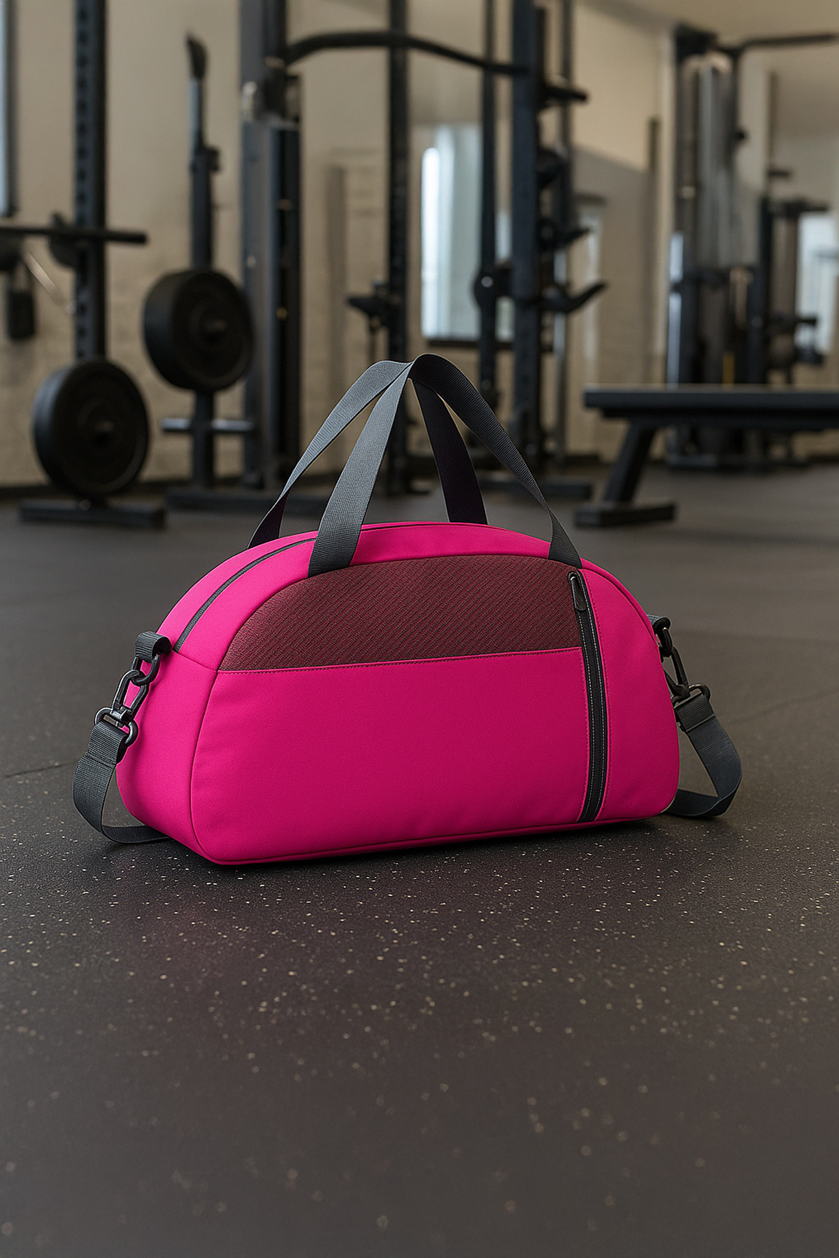 MUCCO  Kaff Küçük Pembe Önü Cepli Ayarlanabilir Omuz Askılı El Seyahat Spor Çantası-0833 - Görsel 7