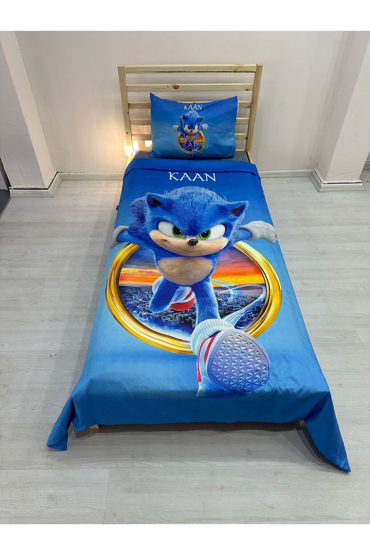 adenkahome İsme Özel, Sonic Desen Tek Kişilik Nevresim Seti fotoğrafı 5 (önizleme)