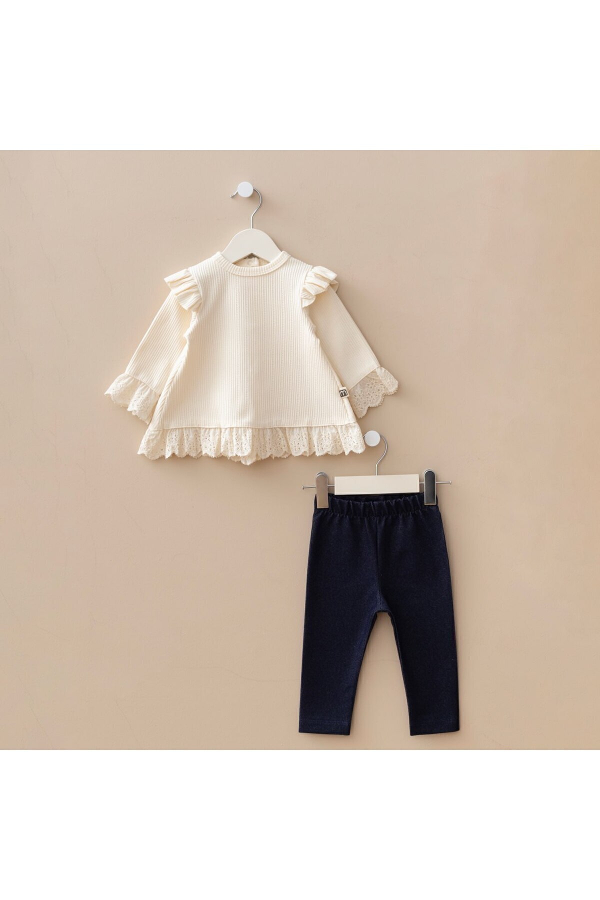 Minimus Cotton Baby Girl 2-Piece Set Lace Ruffle Top and Leggings Casual and Special Occasion Set Newborn