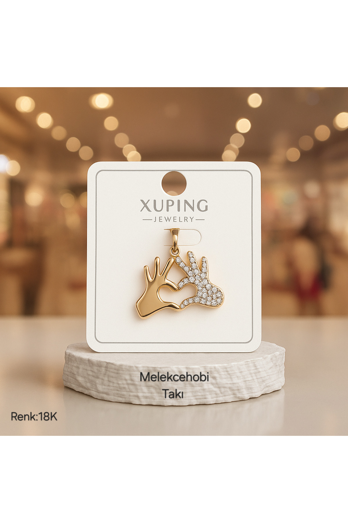 XUPING JEWELRY Melekcehobi Takı Xuping Sevgi Sembolü Kalp Figürlü Taşlı El Kolye Ucu