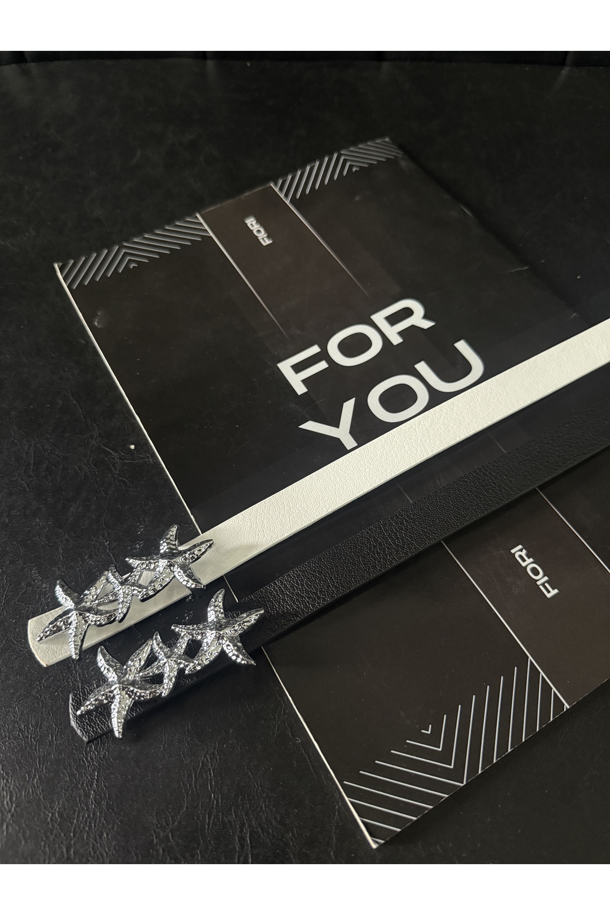 Fiori  2'li Yıldız Gümüş Tokalı Kadın Kemeri, Ceket Kemeri, Gömlek Kemeri, Elbise Kemeri - Görsel 2