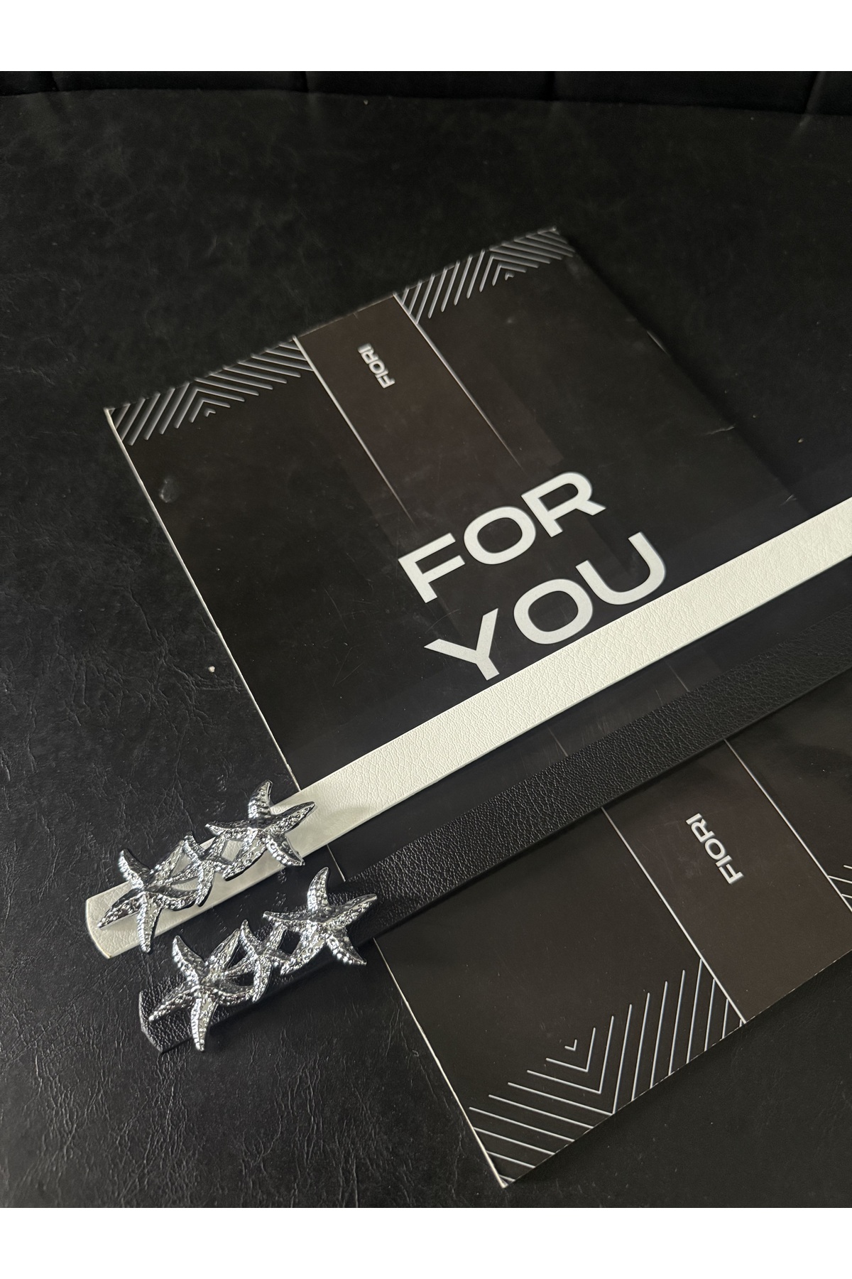 Fiori  2'li Yıldız Gümüş Tokalı Kadın Kemeri, Ceket Kemeri, Gömlek Kemeri, Elbise Kemeri - Görsel 3