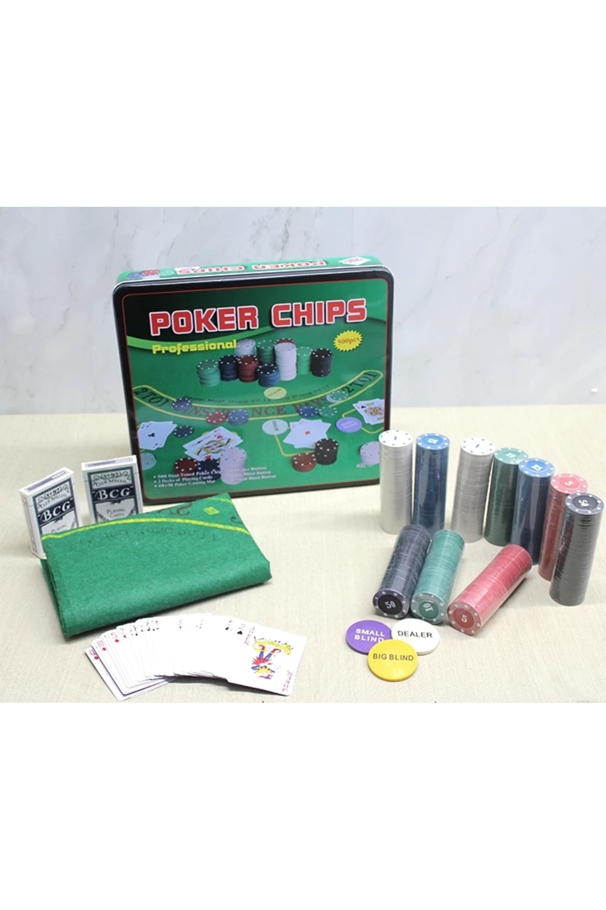 Epilons Metal Kutulu 500 Chip Ve 2 Adet İskambil Kağit Setine Sahip Poker Oyunu Alk3540